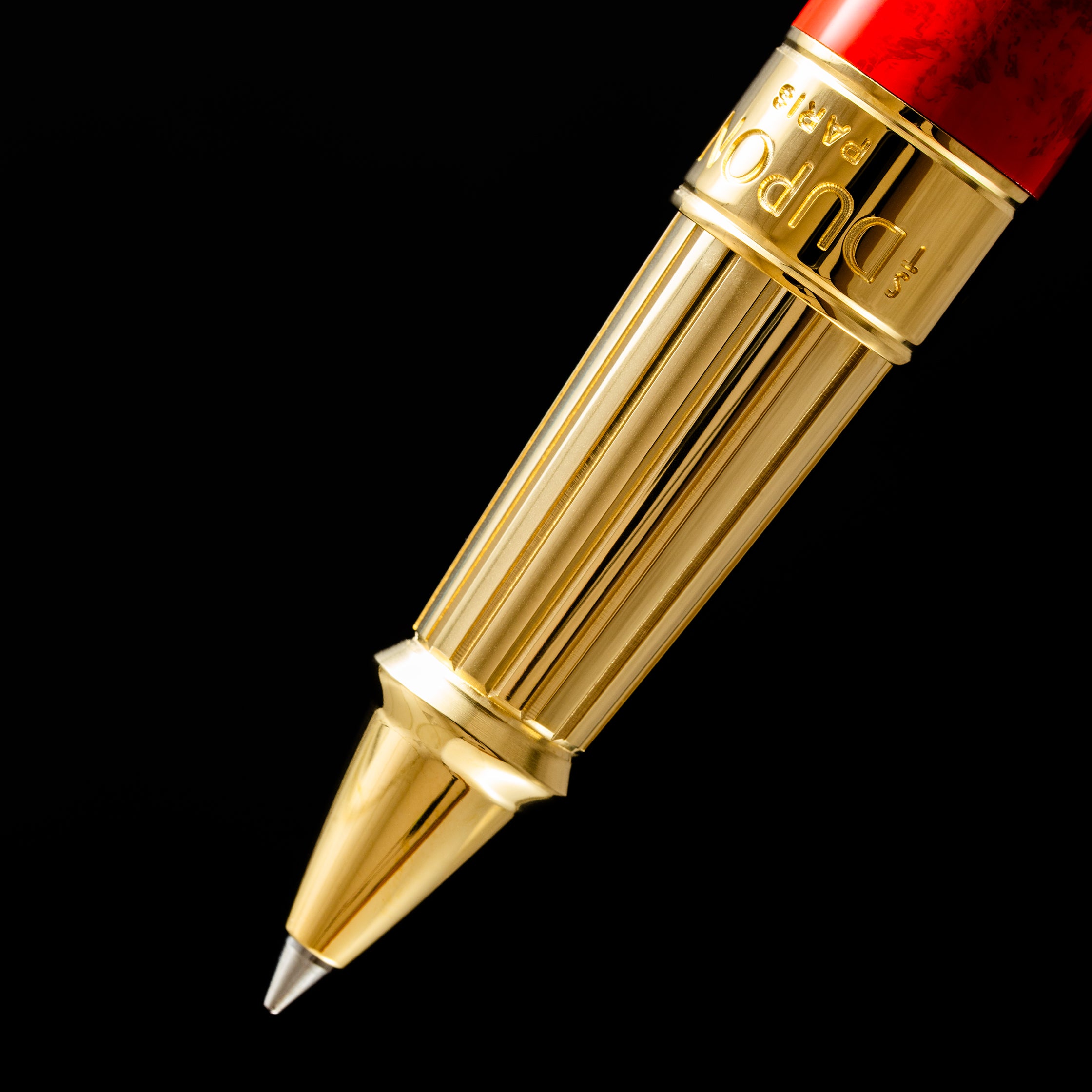S T Dupont Line D Eternity Rollerball Pen - Limited Edition - Popote Red - Yellow Gold Trim (Large)-Pen Boutique Ltd