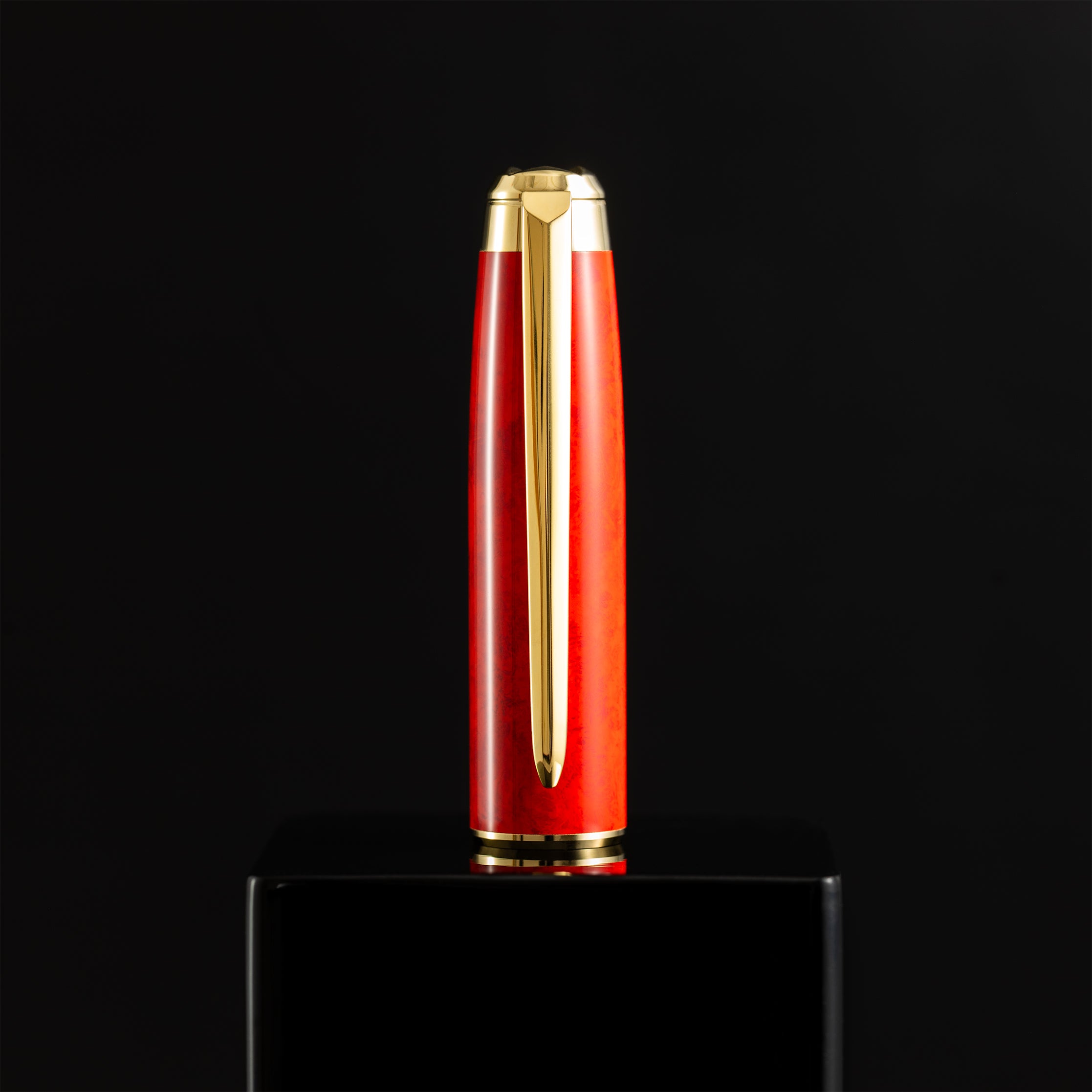 S T Dupont Line D Eternity Rollerball Pen - Limited Edition - Popote Red - Yellow Gold Trim (Large)-Pen Boutique Ltd