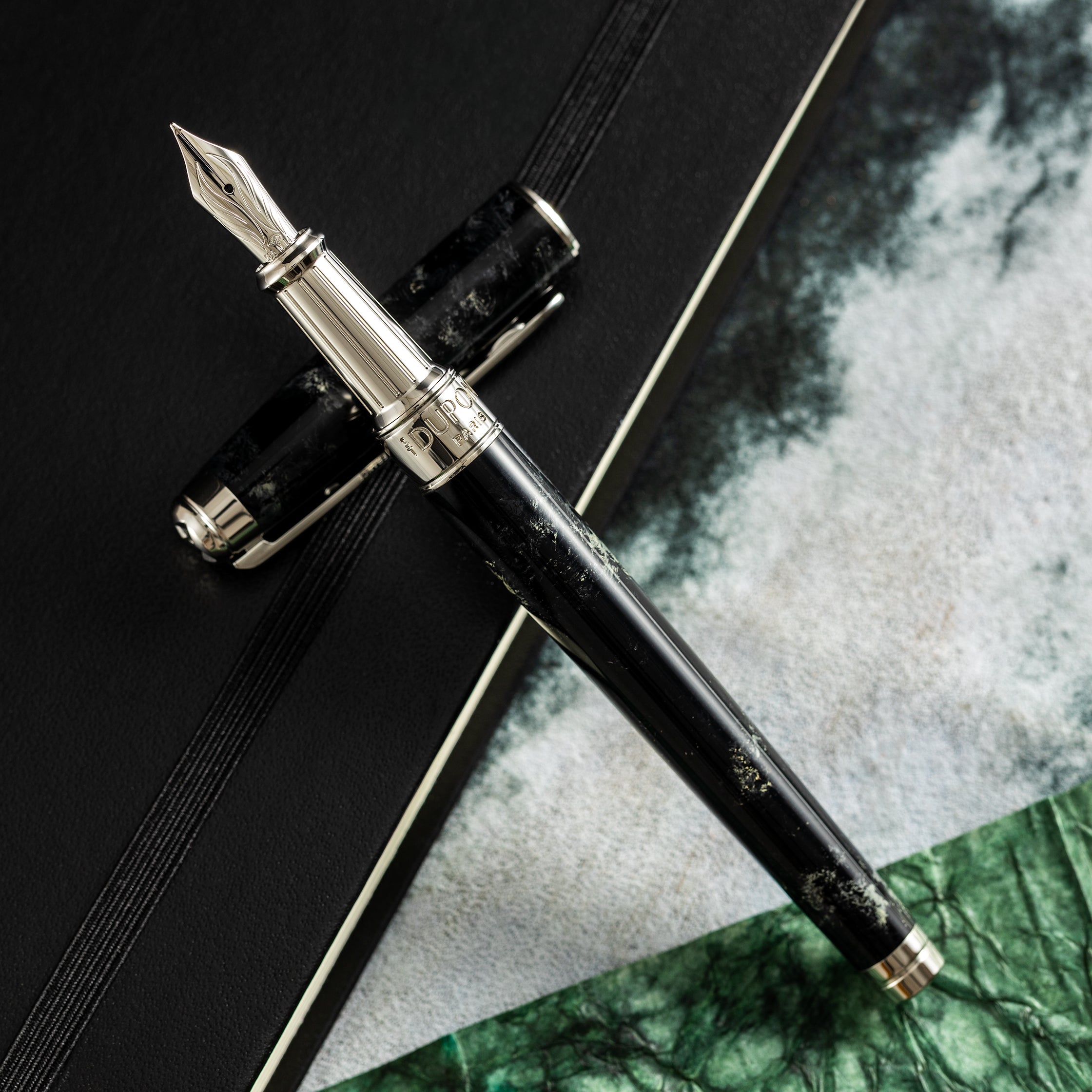 S T Dupont Line D Eternity Fountain Pen - Limited Edition - Popote Black - Palladium Trim-Pen Boutique Ltd