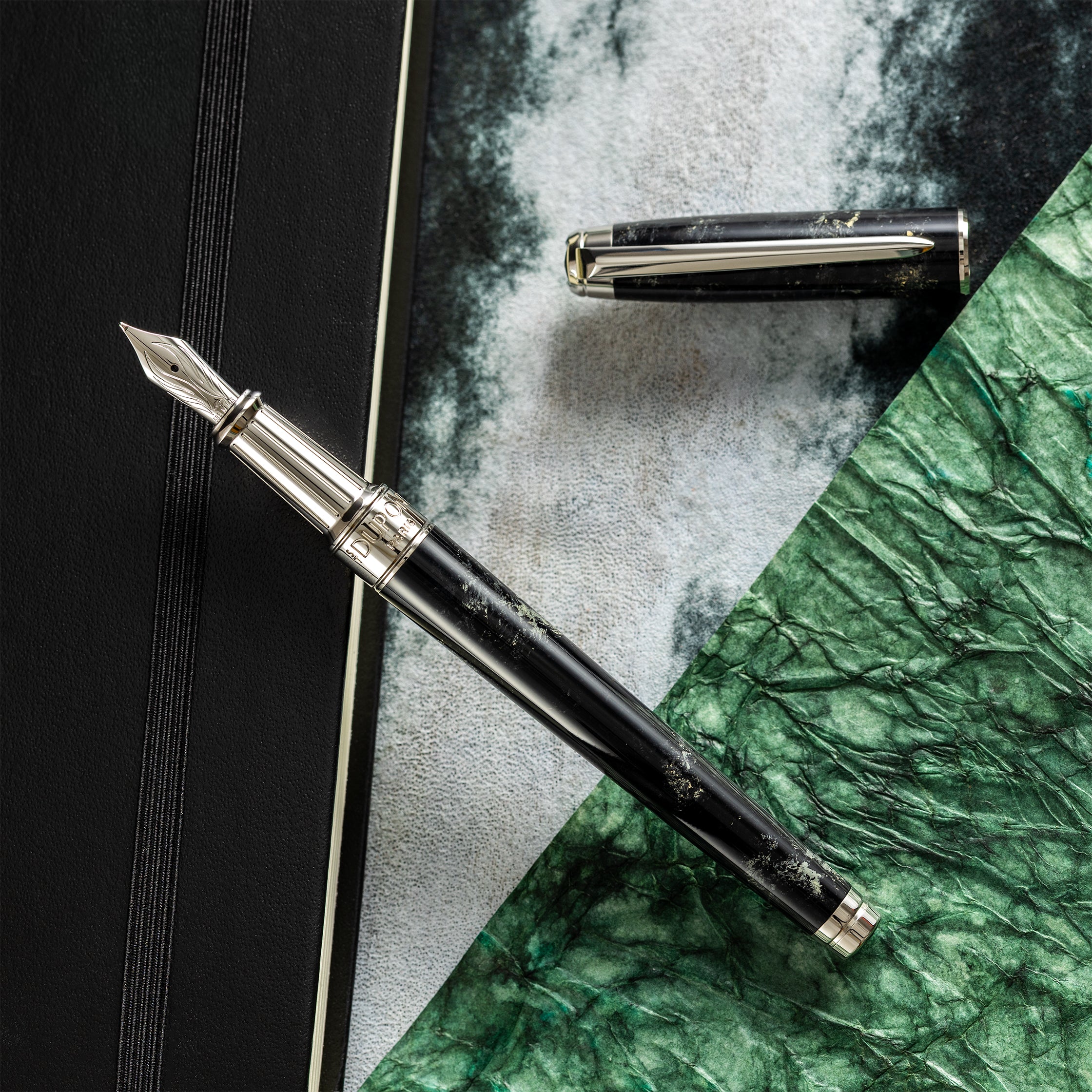 S T Dupont Line D Eternity Fountain Pen - Limited Edition - Popote Black - Palladium Trim-Pen Boutique Ltd