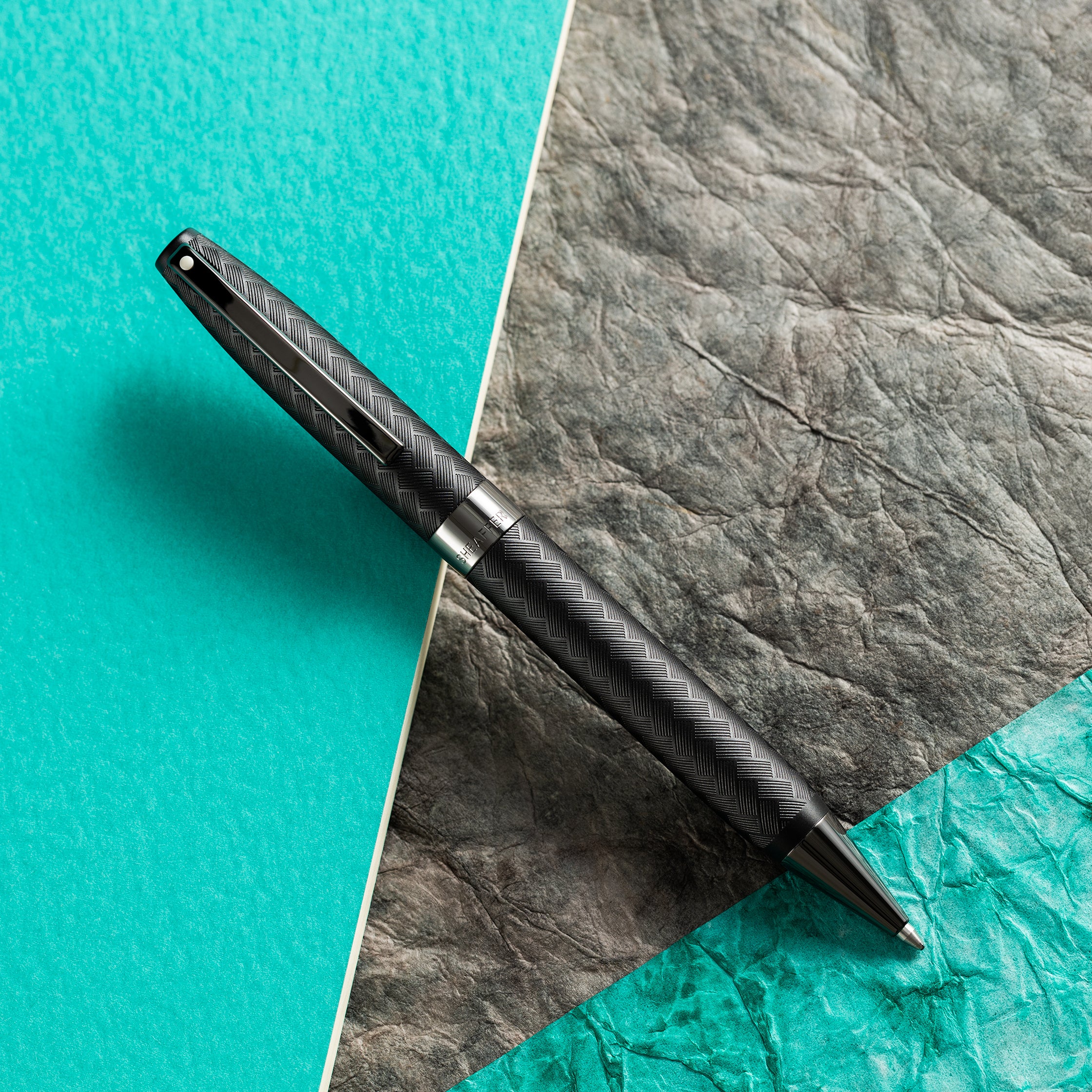 Sheaffer Legacy Ballpoint Pen - Chevron Matte Black - PVD Gunmetal Trim-Pen Boutique Ltd