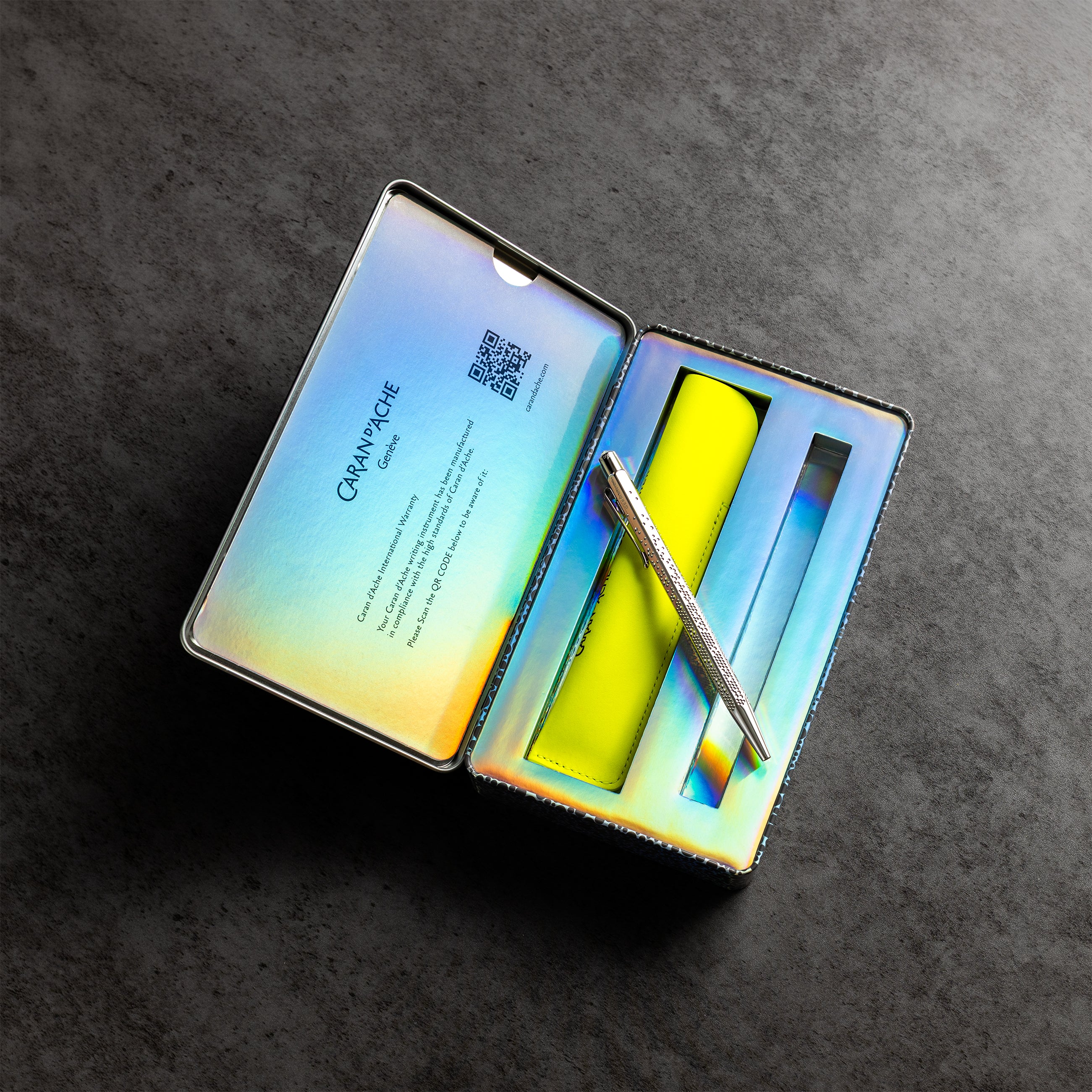Caran d'Ache Ecridor Gift Set - Germainer Platinum Ballpoint Pen & Leather Case (Special Edition) - Pen Boutique Ltd