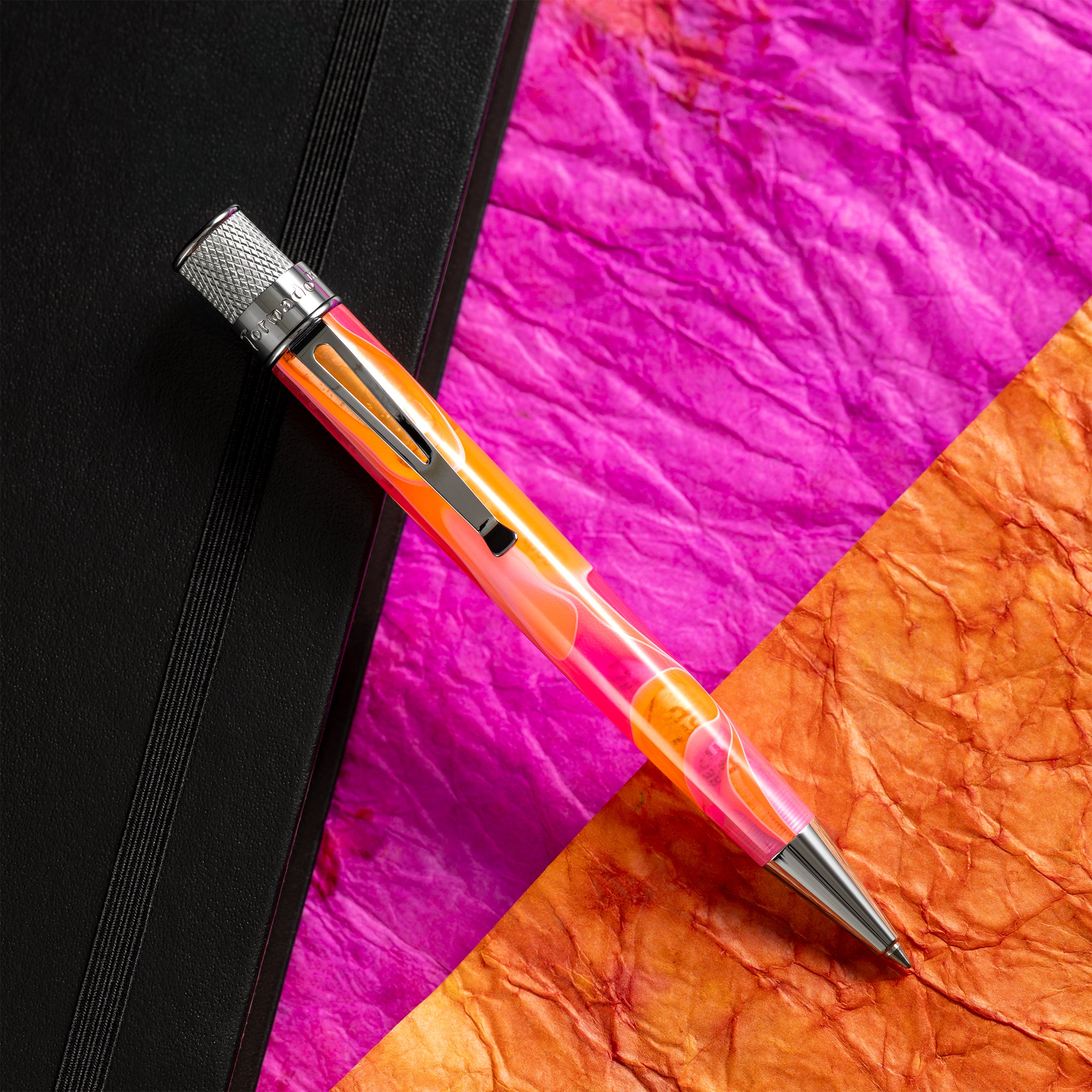 Retro 51 Tornado Acrylic Rollerball Pen - Cosmic Pink & Orange Swirl - Pen Boutique Ltd