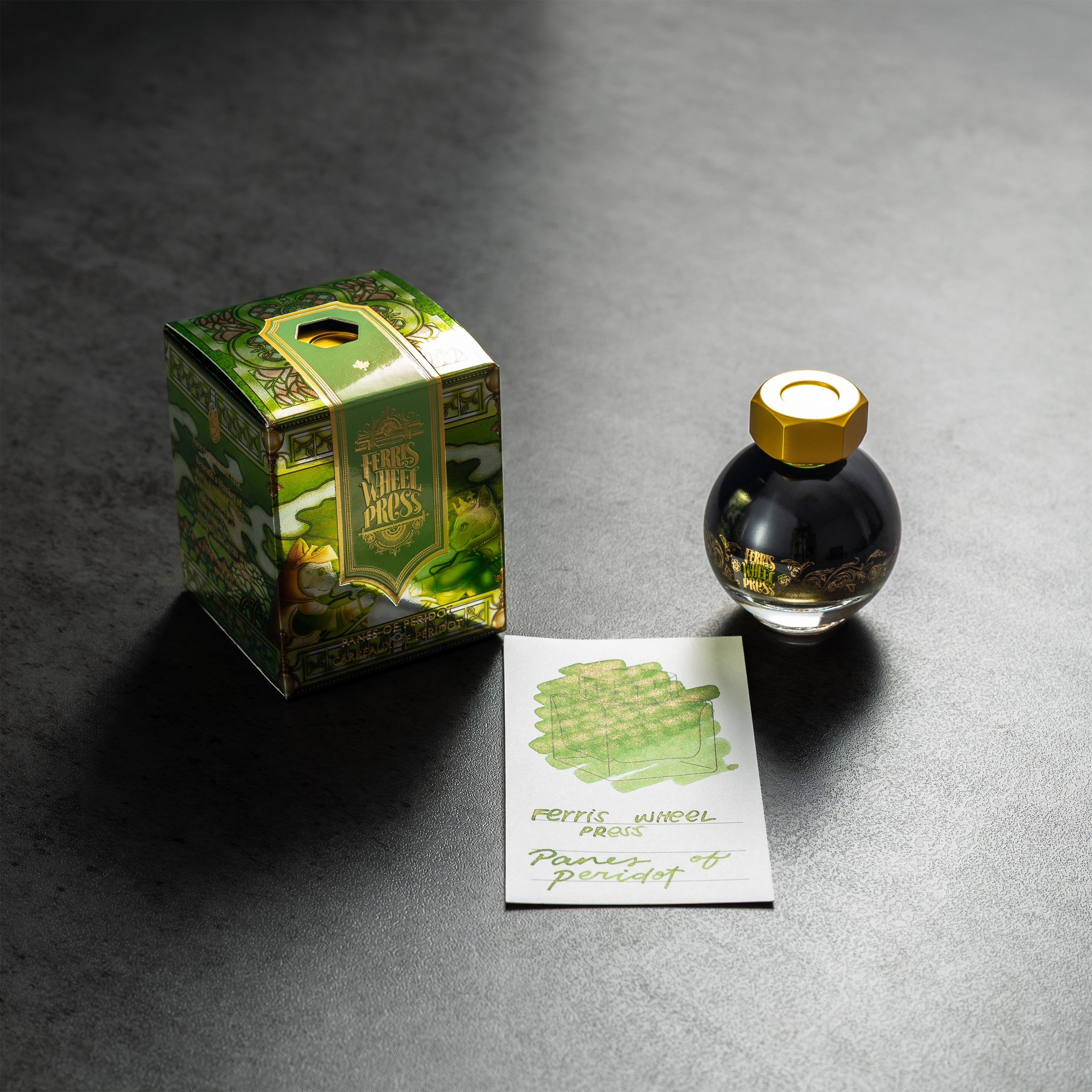 Ferris Wheel Press FerriTales The Book of Knights Ink Bottle - Panes of Peridot - 20ml - Pen Boutique Ltd