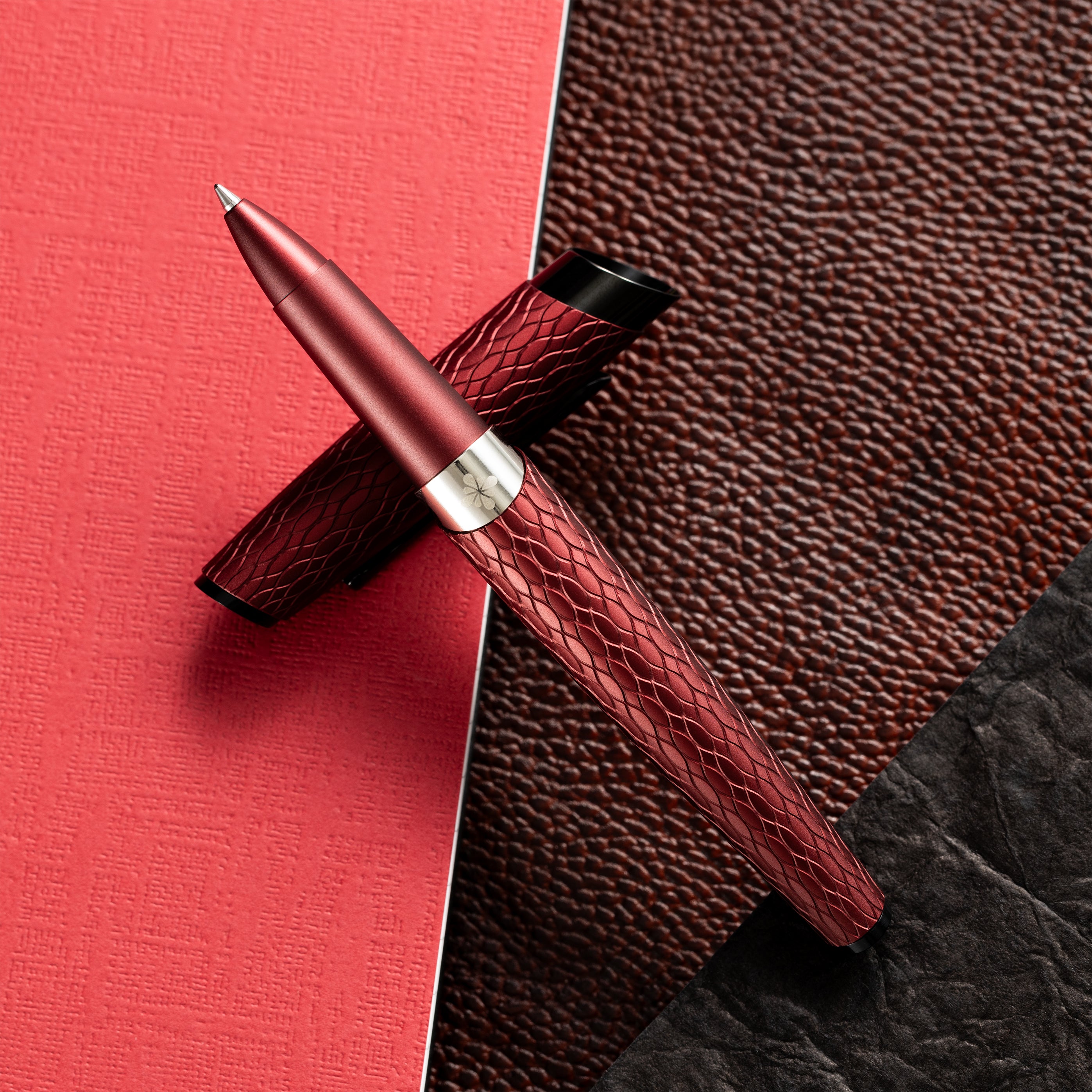Diplomat Cobra Rollerball Pen – Burgundy Red Guilloche - Pen Boutique Ltd