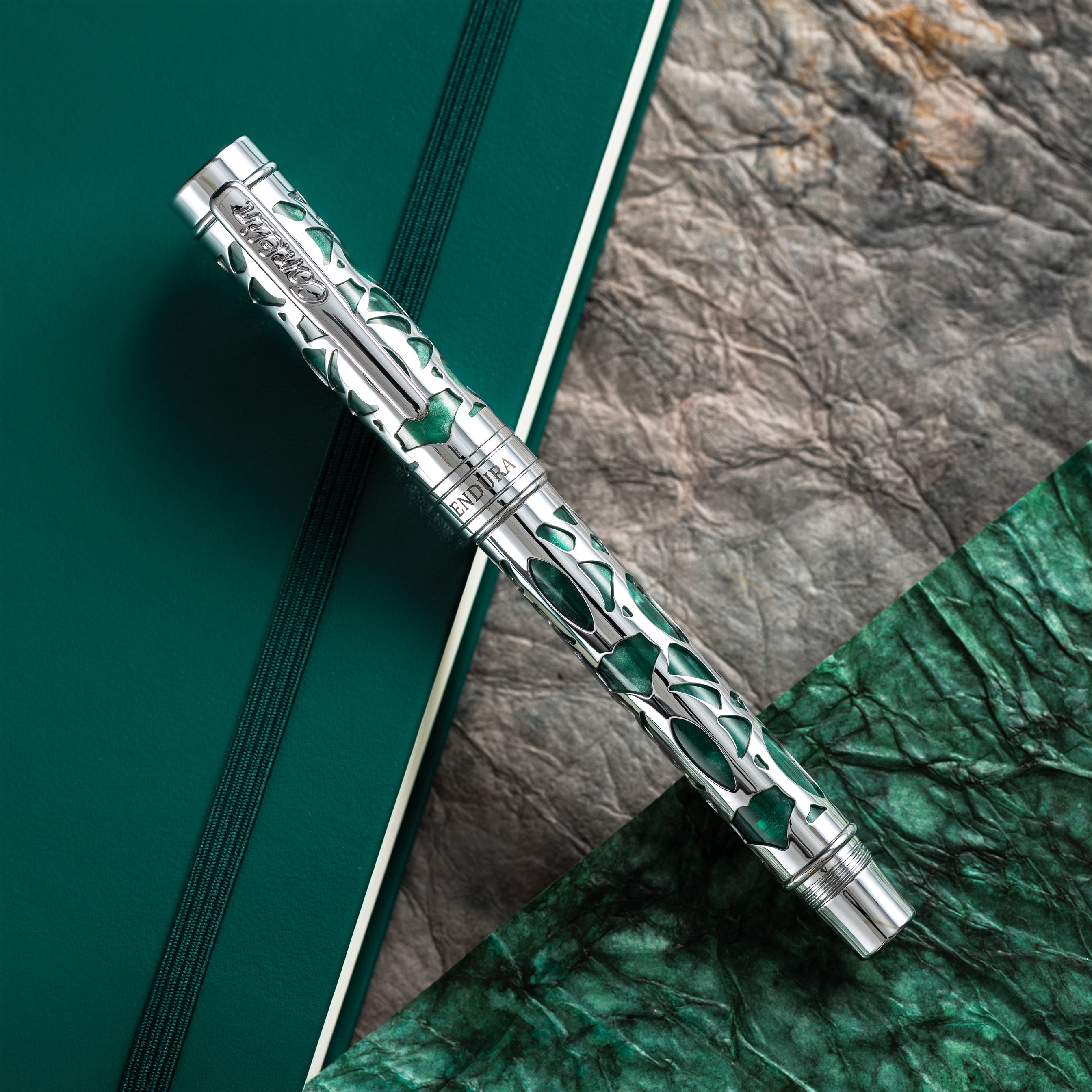Conklin Endura Fountain Pen - Deco Crest Green - Pen Boutique Ltd