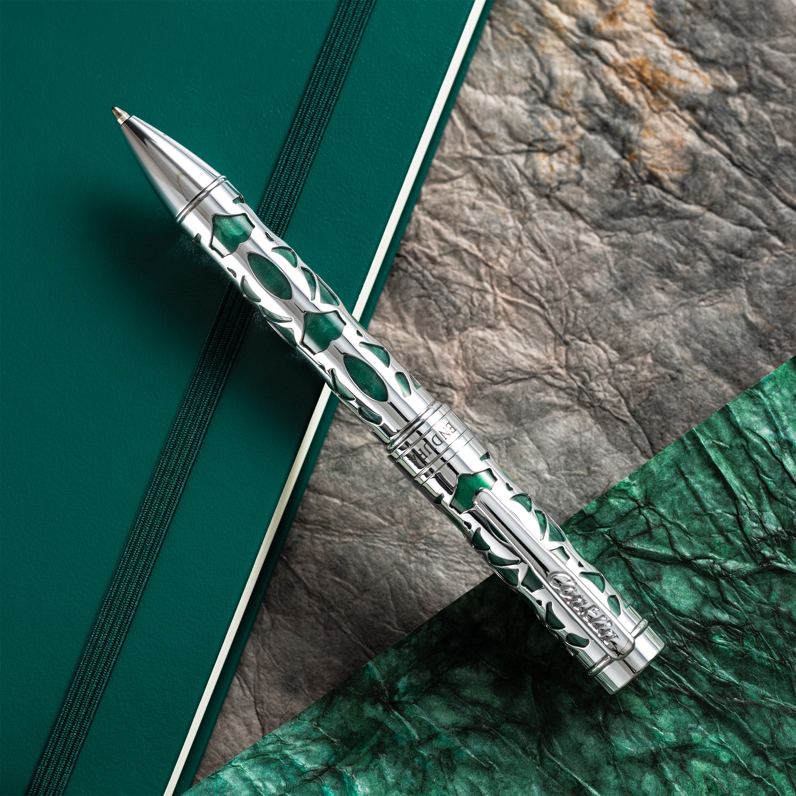 Conklin Endura Ballpoint Pen - Deco Crest Green - Pen Boutique Ltd