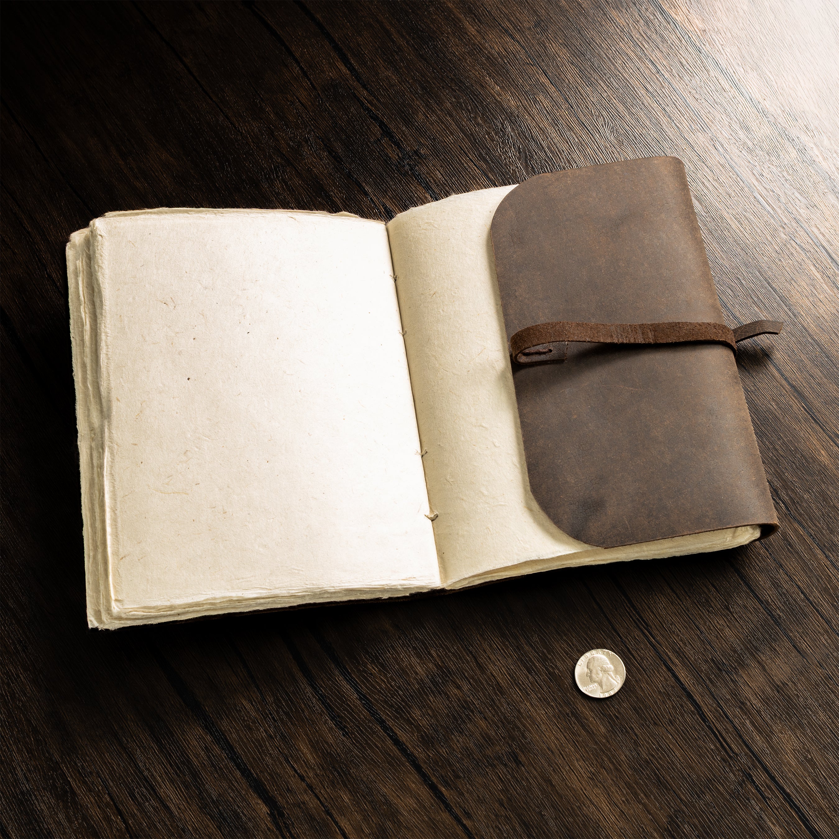 Monk Paper Buffalo Leather Dark Brown Lokta Large Journal - Pen Boutique Ltd