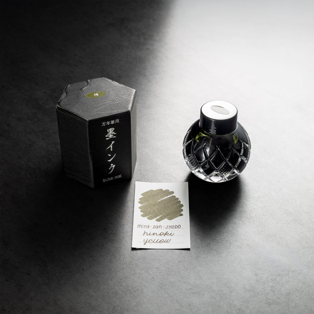 Mitasanshodo Traditional Scent Ink Bottle - Hinoki Yellow - 55ml - Pen Boutique Ltd