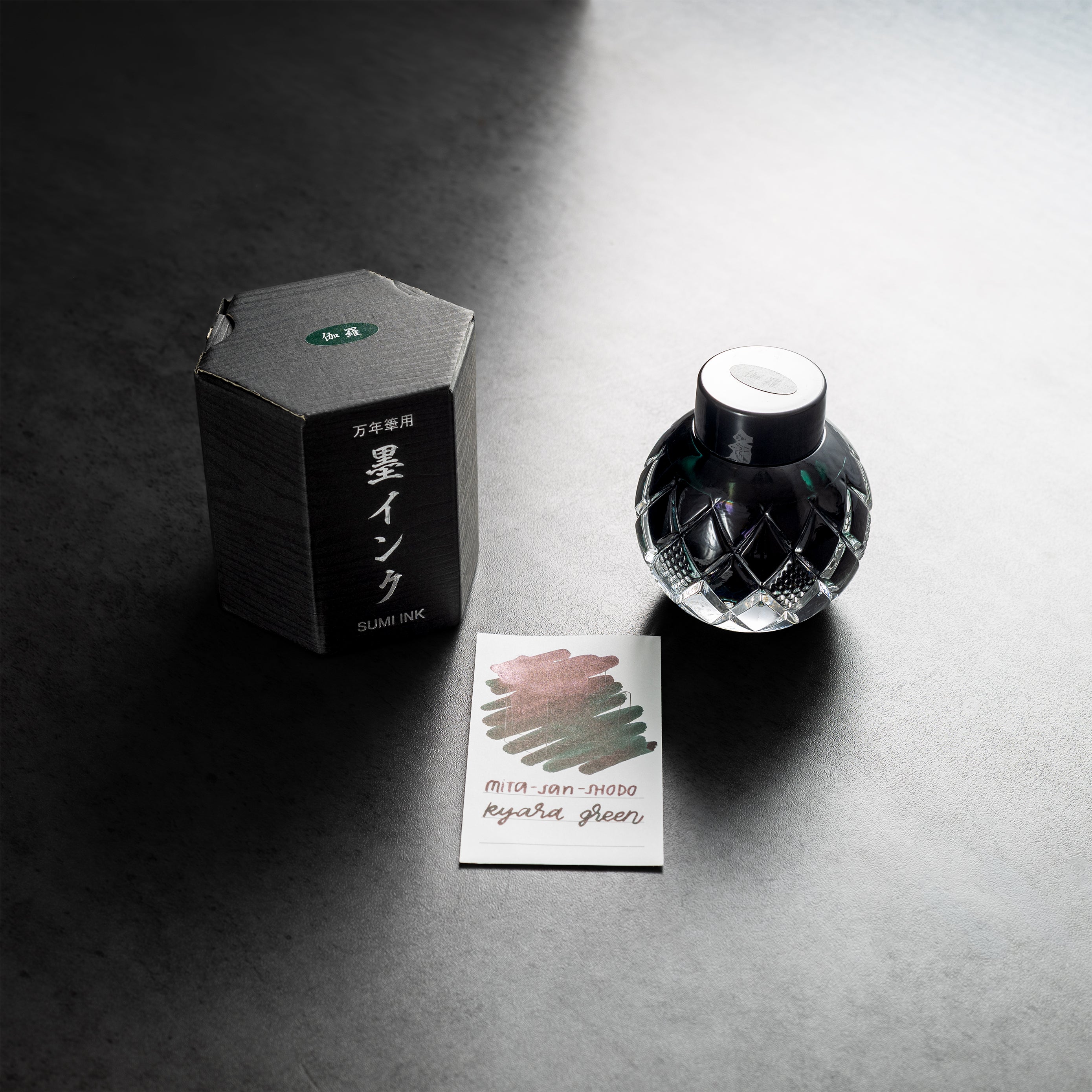 Mitasanshodo Traditional Scent Ink Bottle - Kyara Green - 55ml - Pen Boutique Ltd