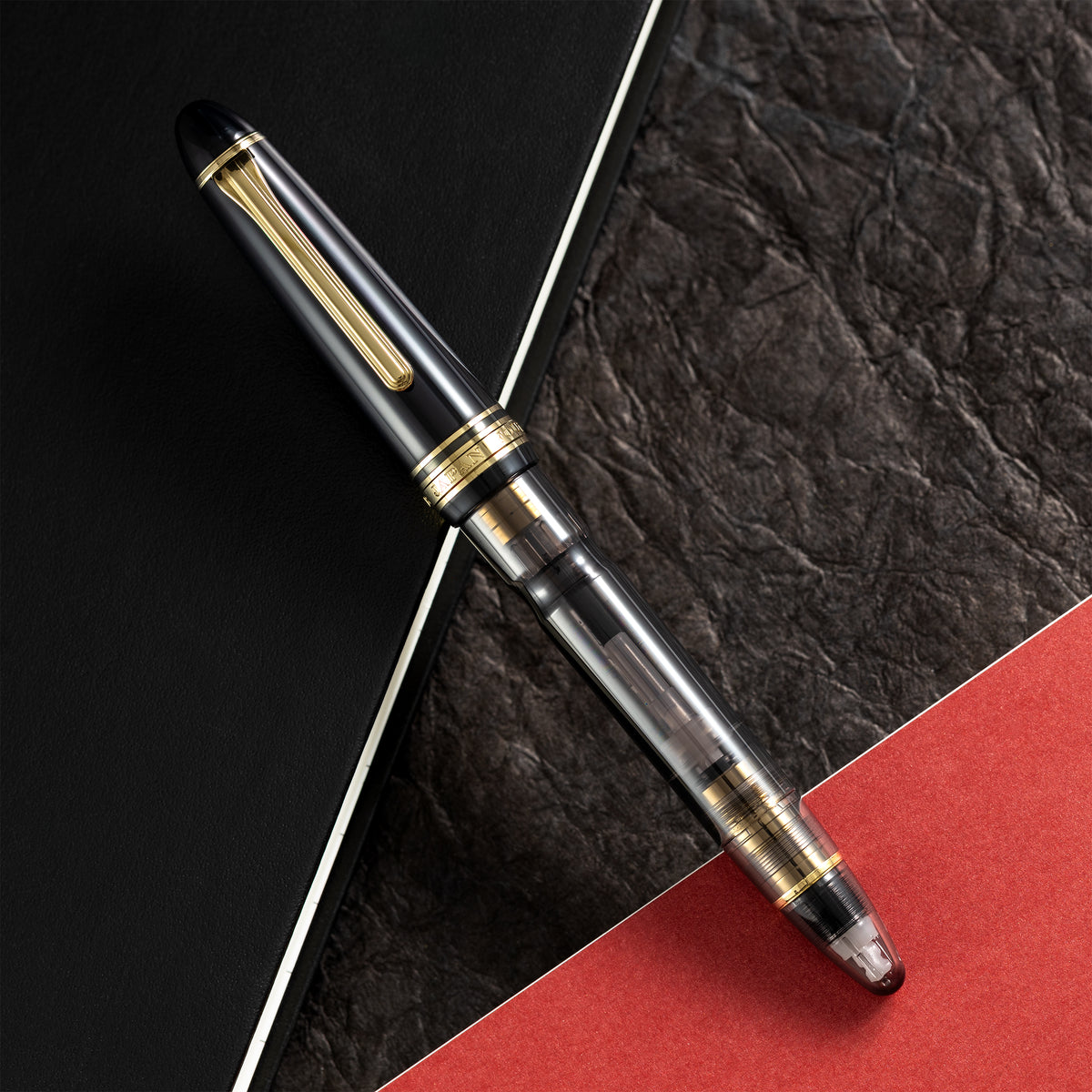 Sailor 1911L Fountain Pen - Realo Smoke Black - IP Gold Trim - 18K Gold Nib - Pen Boutique Ltd