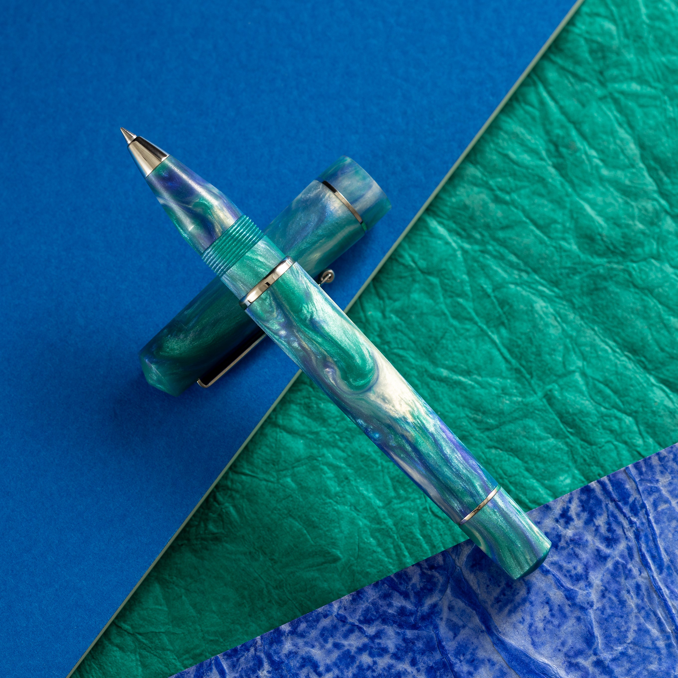 Delta Duna Rollerball Pen - Reflection Pool - Chrome Trim-Pen Boutique Ltd