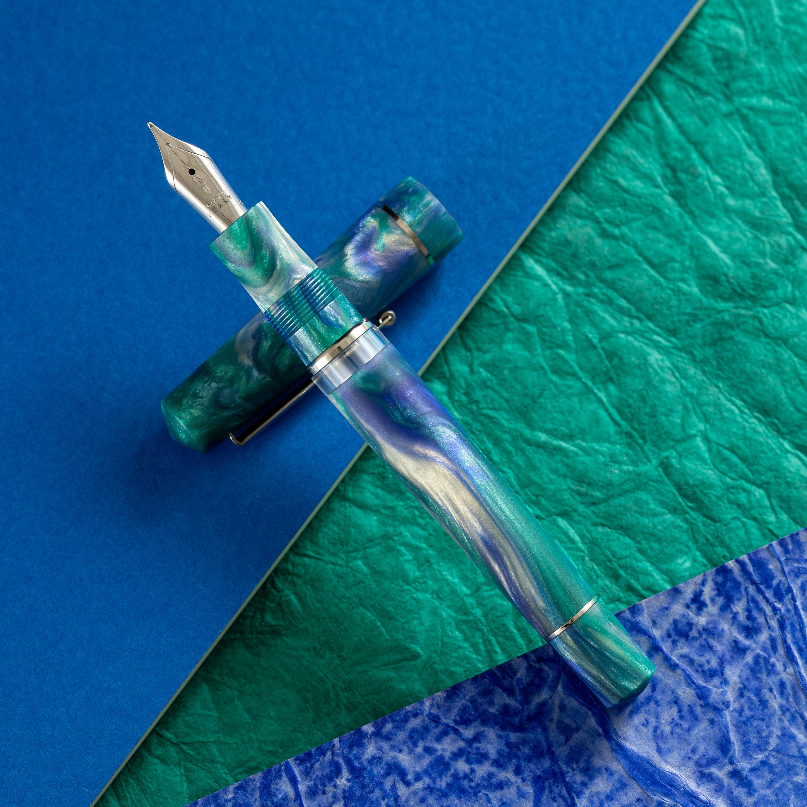 Delta Duna Fountain Pen - Reflection Pool - Chrome Trim (Limited Edition)-Pen Boutique Ltd