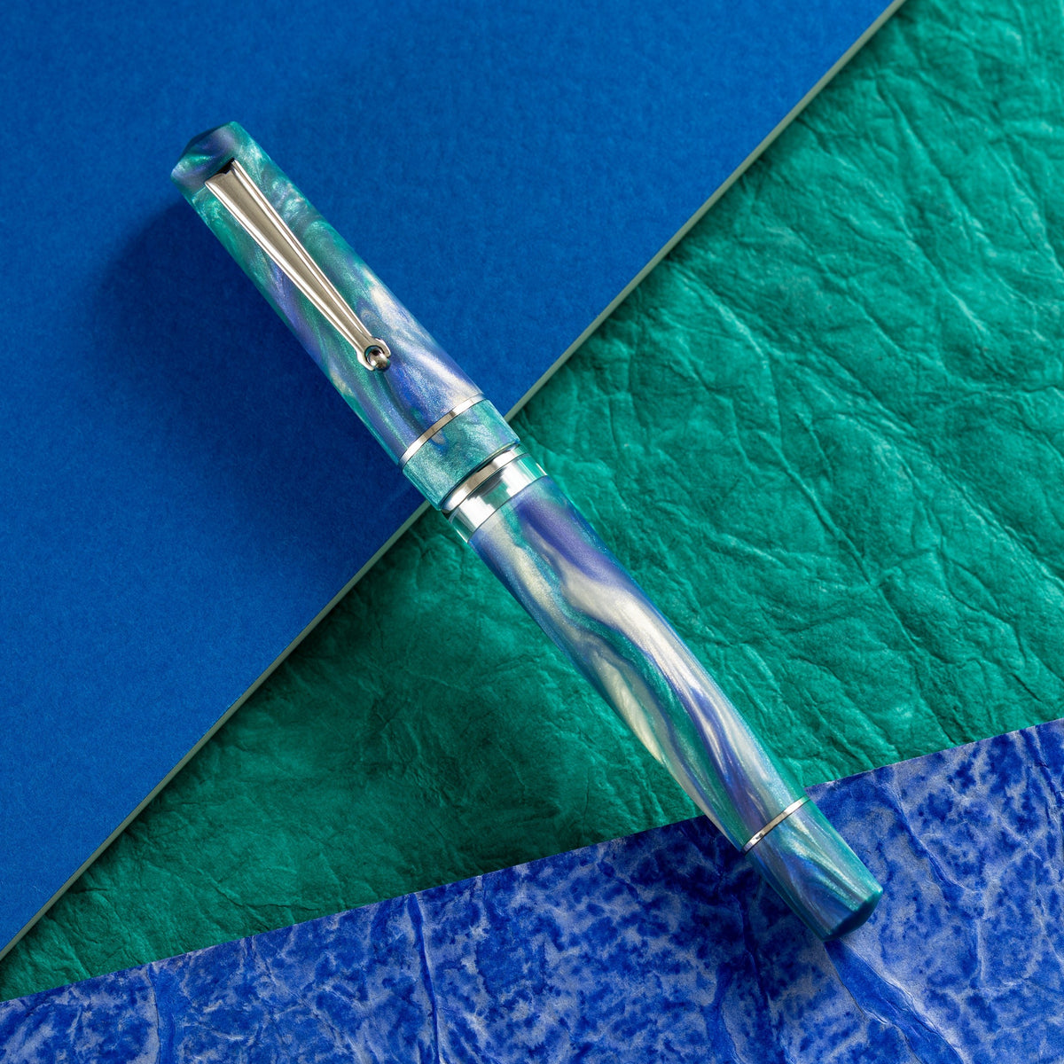 Delta Duna Fountain Pen - Reflection Pool - Chrome Trim (Limited Edition) - Pen Boutique Ltd