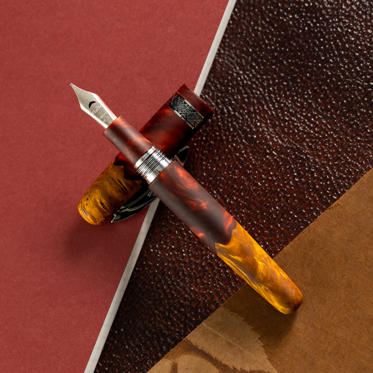 Conklin 1898 Collection Fountain Pen - Spectra Burgundy Fusion - Chrome Trim (Limited Edition) - Pen Boutique Ltd
