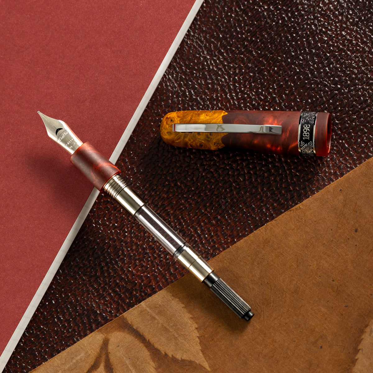Conklin 1898 Collection Fountain Pen - Spectra Burgundy Fusion - Chrome Trim (Limited Edition) - Pen Boutique Ltd