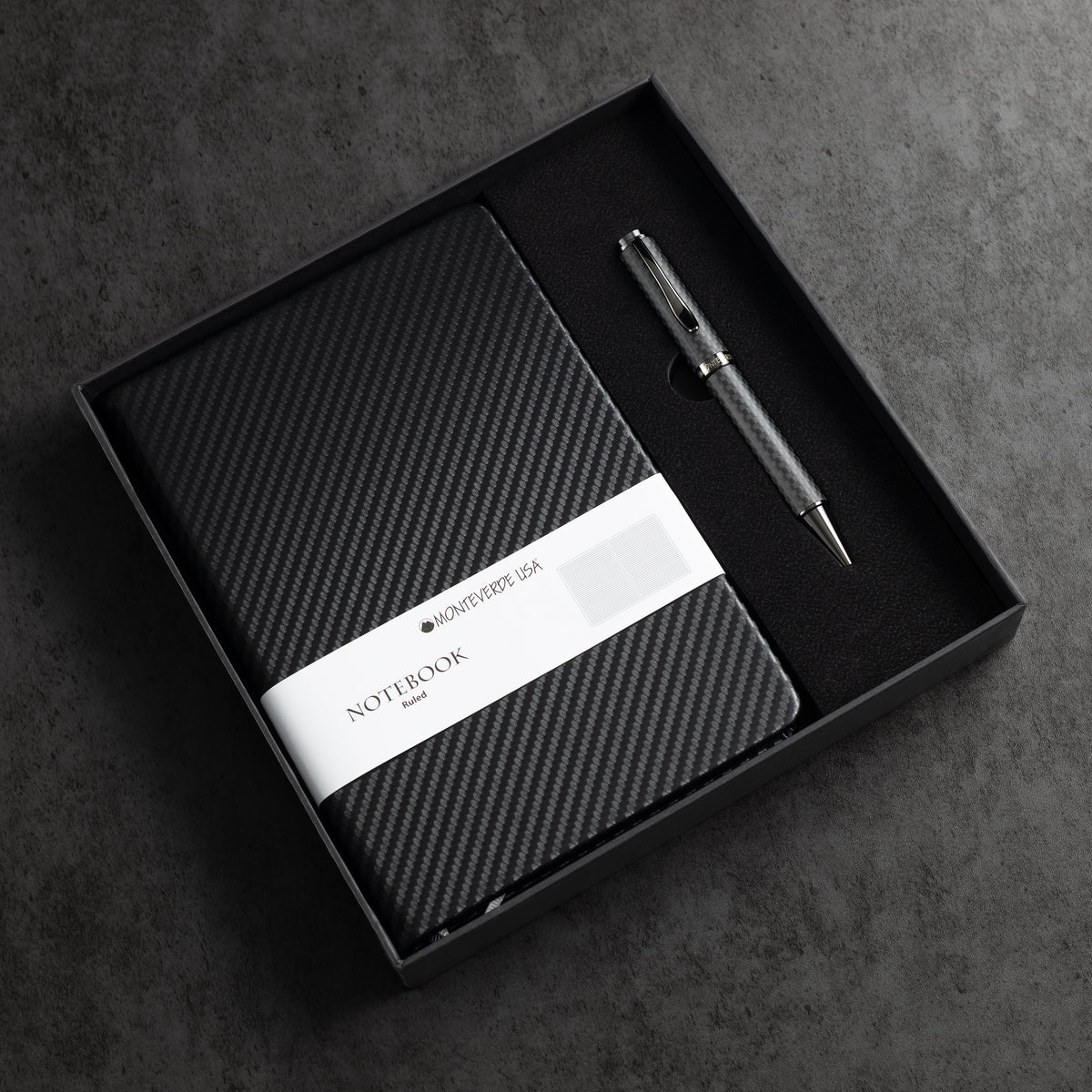 Monteverde Innova Ballpoint Pen Notebook Set - Carbon Fiber - Gunmetal