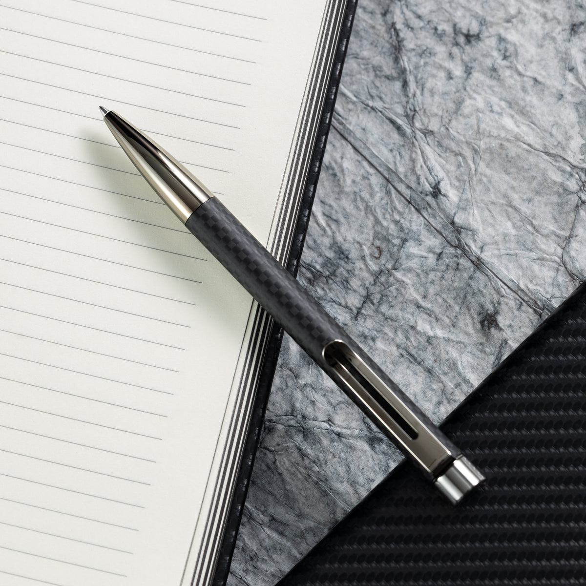 Monteverde Ritma Ballpoint Pen - Matte Carbon Fiber Notebook Set - Pen Boutique Ltd