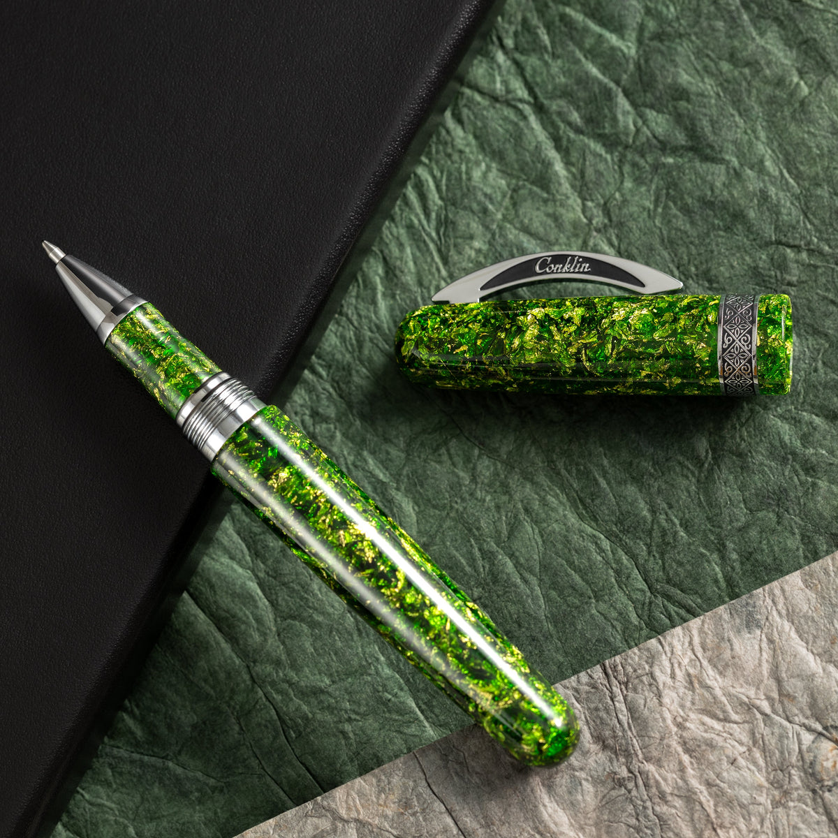 Conklin 1898 Collection Rollerball Pen - Solaris Green - Chrome Trim (Limited Edition) - Pen Boutique Ltd