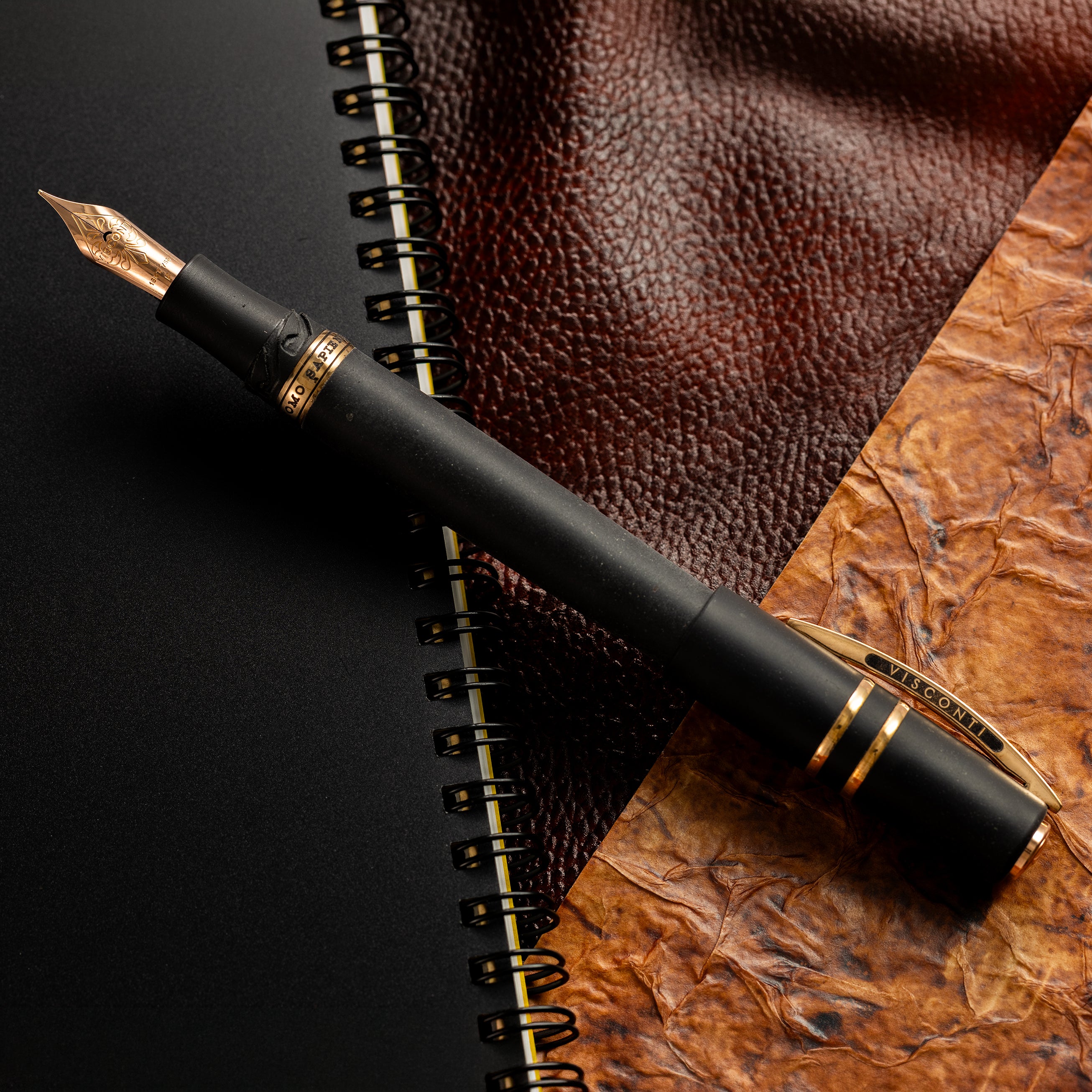 Visconti Homo Sapiens Fountain Pen – Volcano Lava Black – Bronze Trim-Pen Boutique Ltd