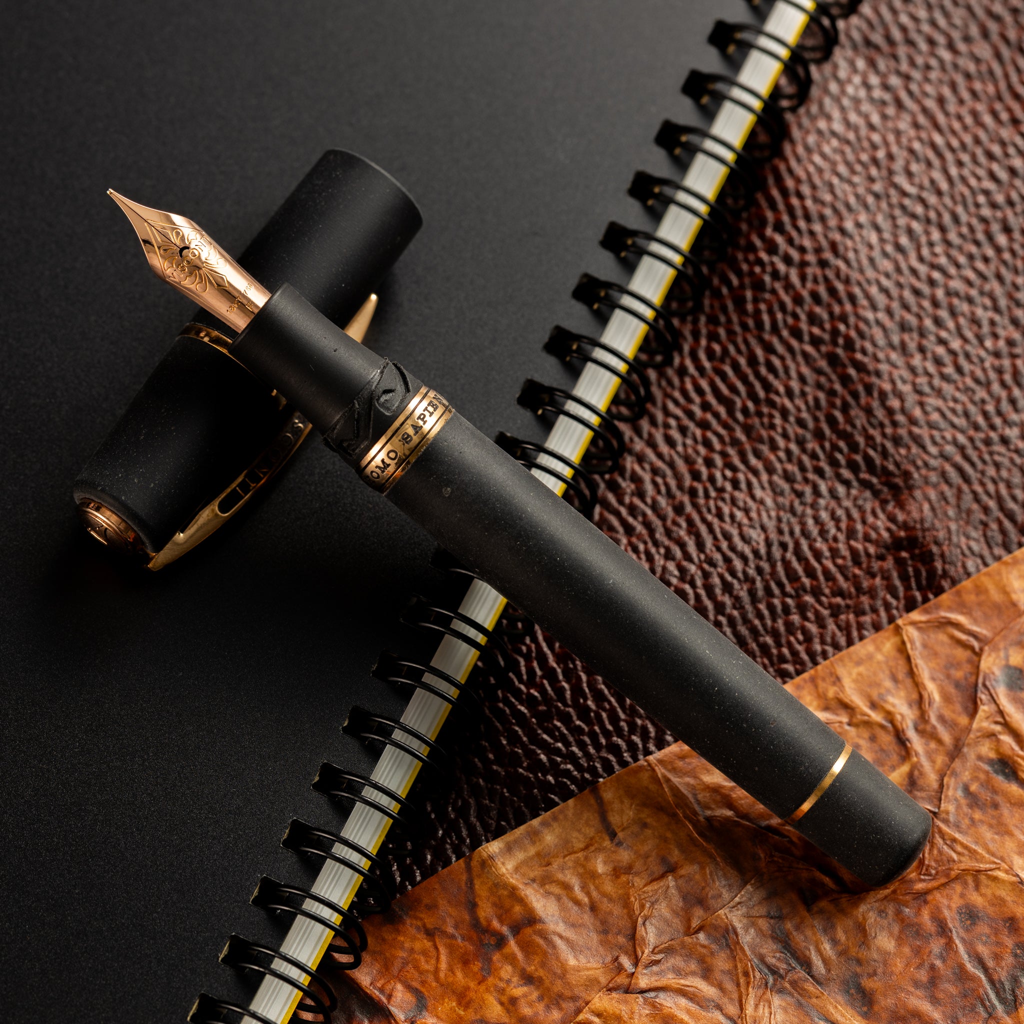 Visconti Homo Sapiens Fountain Pen – Volcano Lava Black – Bronze Trim-Pen Boutique Ltd
