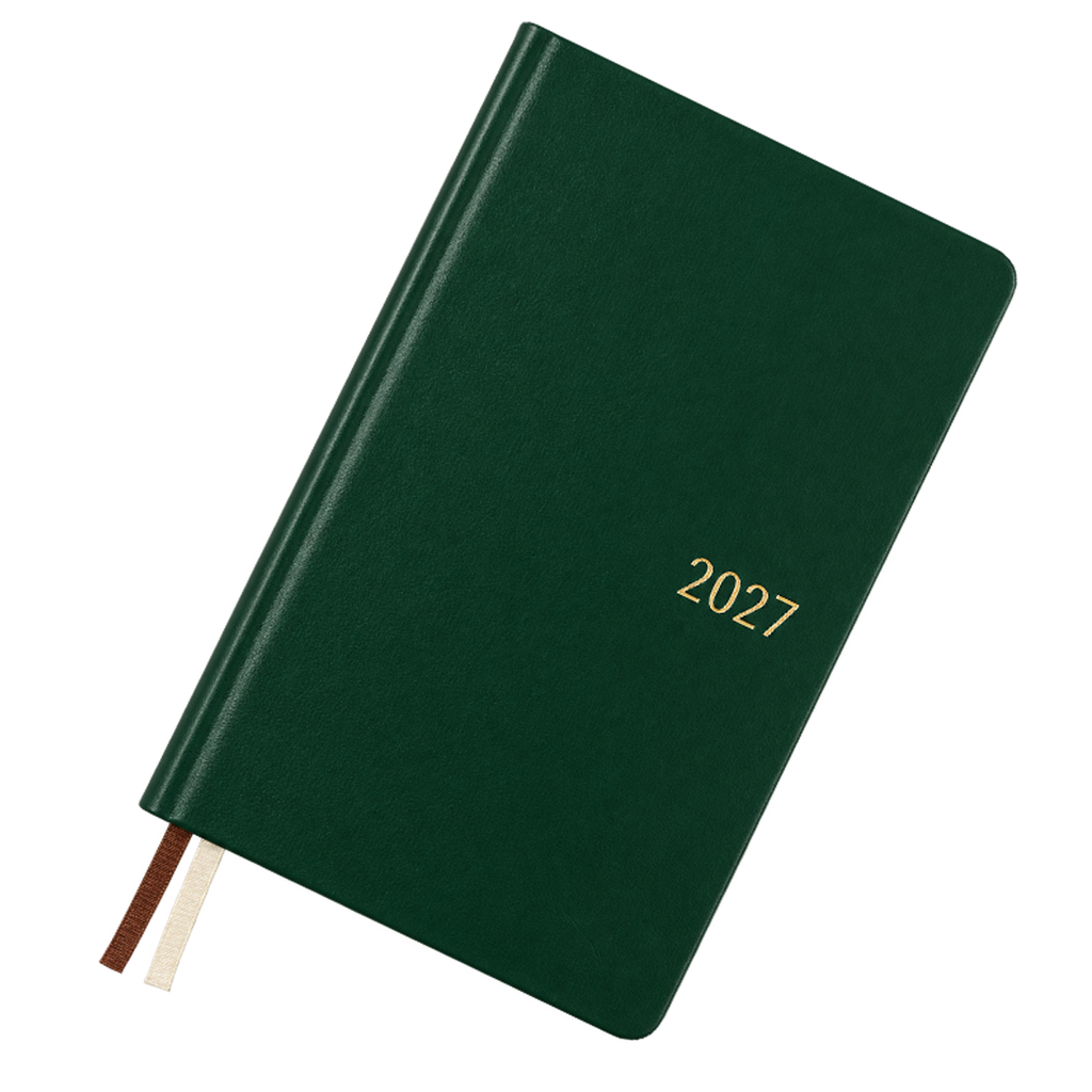 Hobonichi 2027 Light Hardcover English Book - Leather: Forest Green - Tall & Slim (Weeks - January Start)-Pen Boutique Ltd