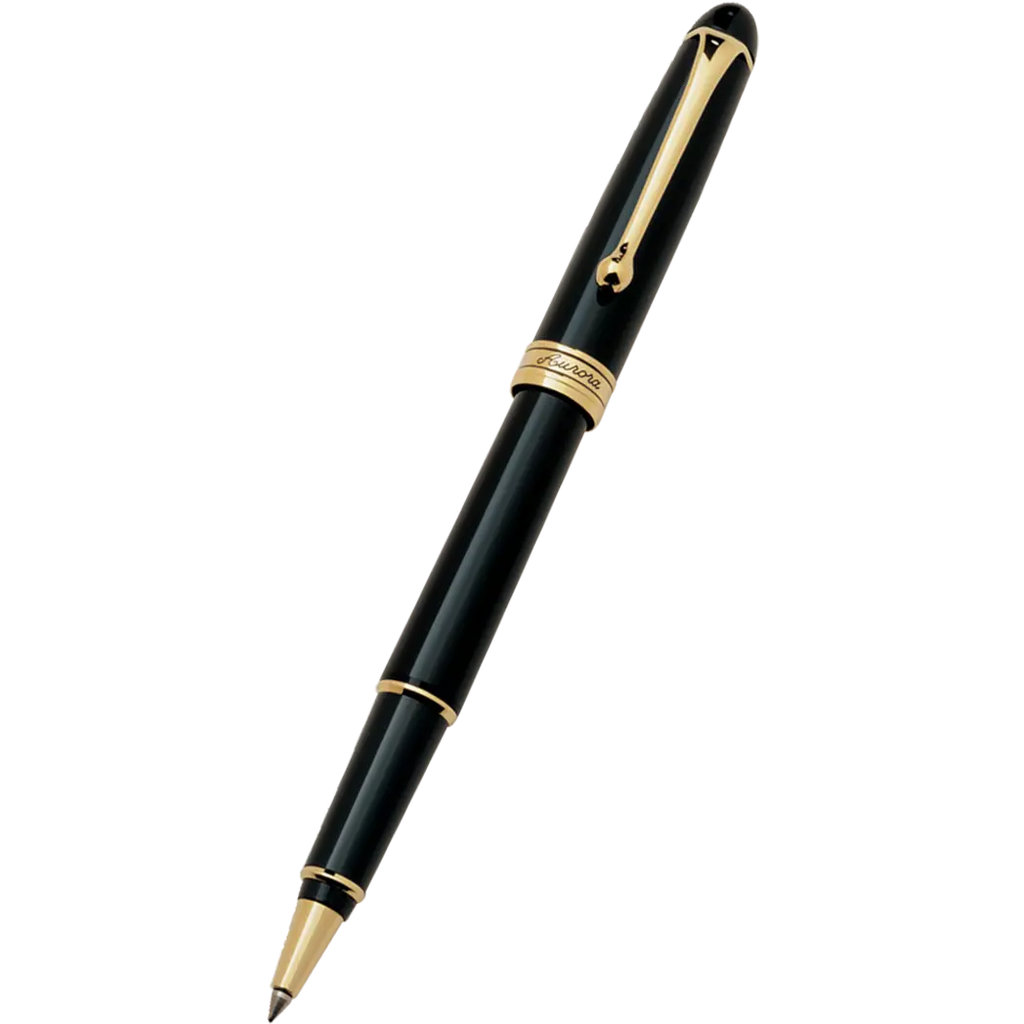 Aurora 88 Rollerball Pen - Black - Gold Plated-Pen Boutique Ltd