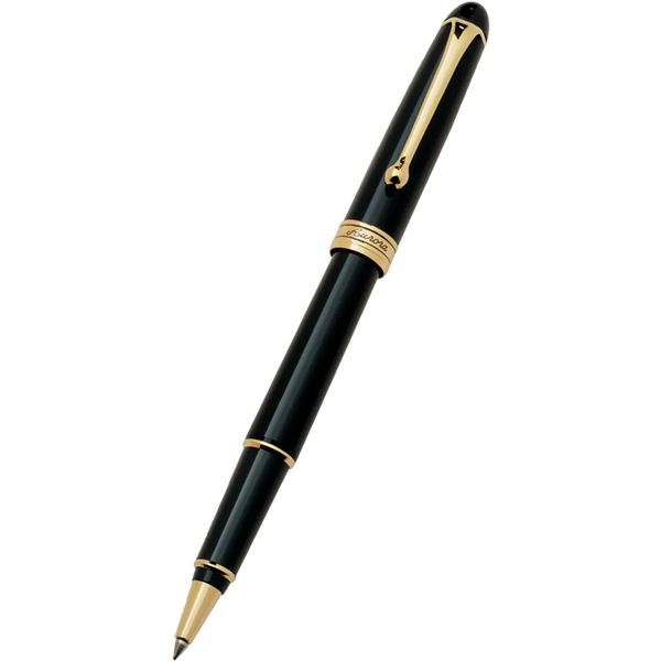 Aurora 88 Rollerball Pen - Black - Gold Plated-Pen Boutique Ltd