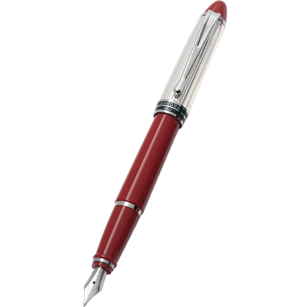 Aurora Fountain Pen - Red - Sterling Silver-Pen Boutique Ltd