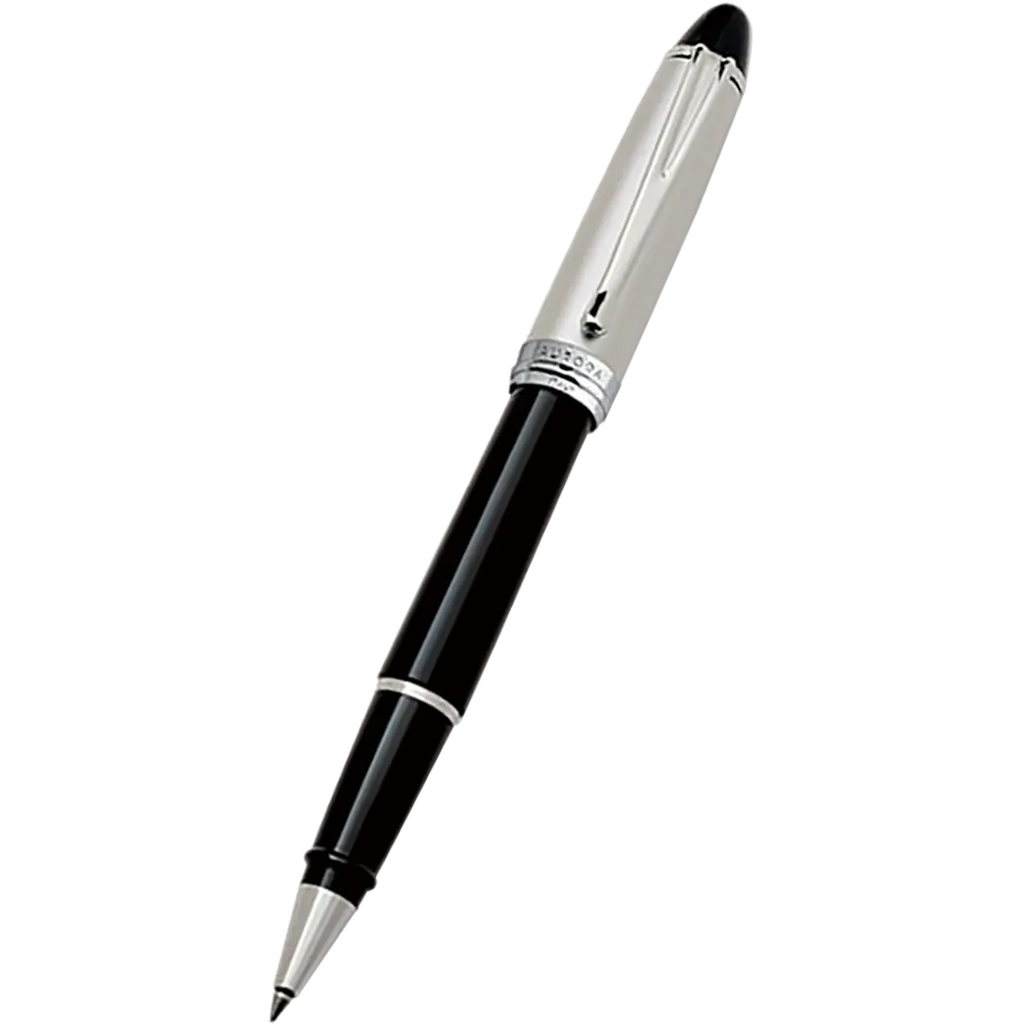 Aurora Ipsilon Rollerball Pen - Black - Chrome Trim-Pen Boutique Ltd