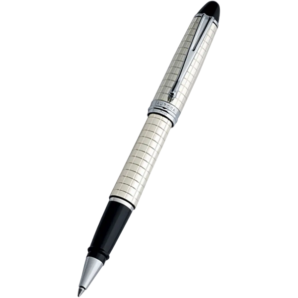 Aurora Ipsilon Rollerball Pen - Sterling Silver (Quadra Pattern)-Pen Boutique Ltd