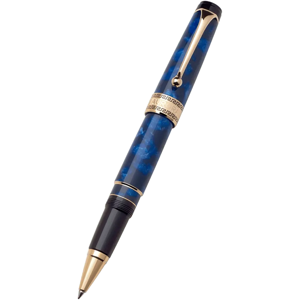 Aurora Optima Auroloide Rollerball Pen - Blue - Gold Trim-Pen Boutique Ltd