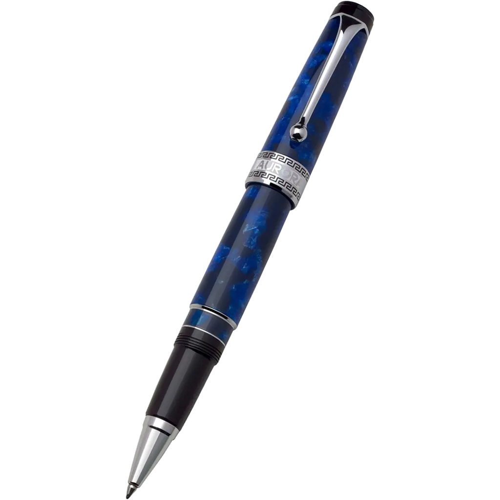 Aurora Optima Auroloide Rollerball Pen - Blue - Silver Trim-Pen Boutique Ltd