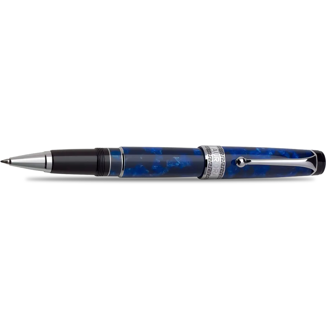 Aurora Optima Auroloide Rollerball Pen - Blue - Silver Trim-Pen Boutique Ltd