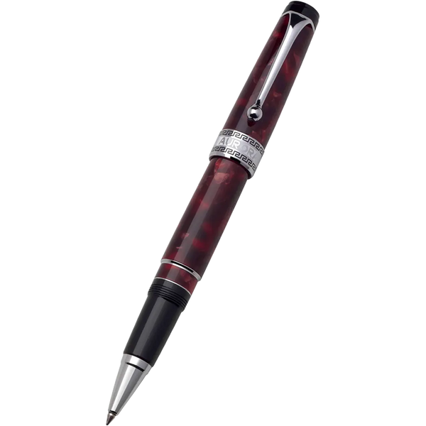 Aurora Optima Auroloide Rollerball Pen - Burgundy - Silver Trim-Pen Boutique Ltd