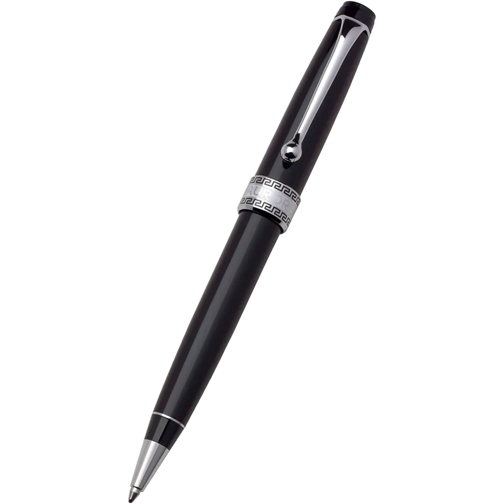 Aurora Optima Ballpoint Pen - Black - Chrome Trim-Pen Boutique Ltd