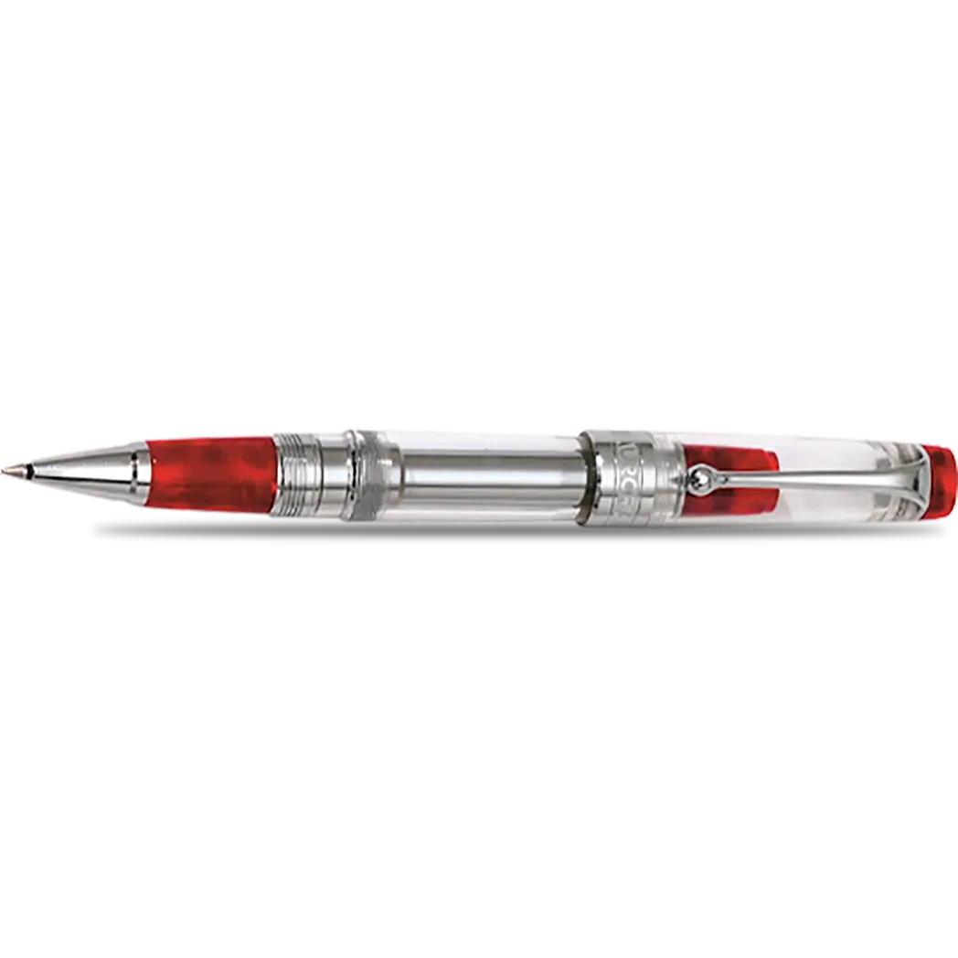 Aurora Optima Demonstrator Rollerball Pen - Red Auroloide - Chrome Trim-Pen Boutique Ltd