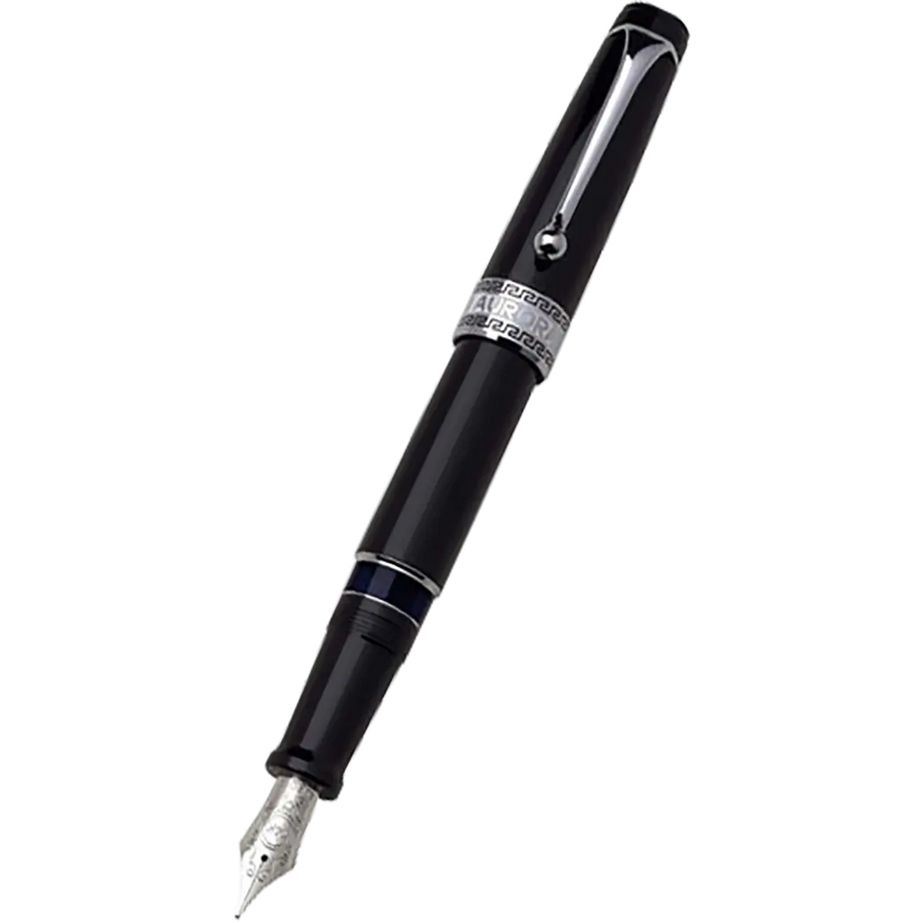 Aurora Optima Fountain Pen - Black - Chrome Trim-Pen Boutique Ltd