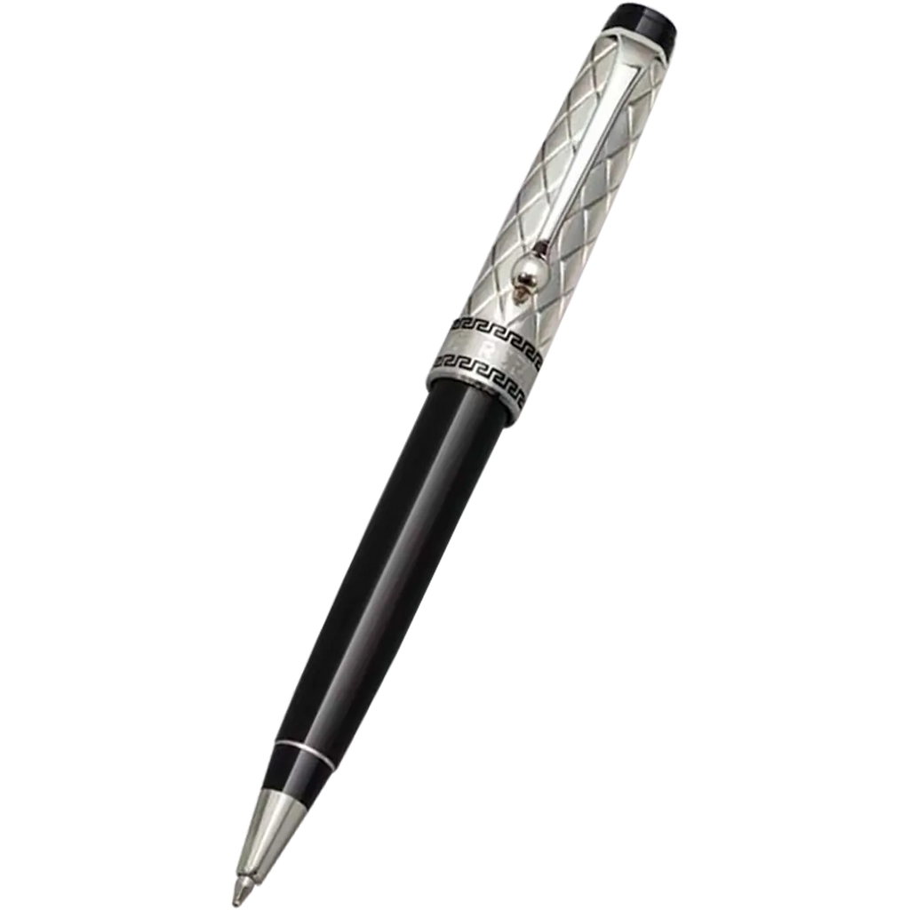 Aurora Optima Riflessi Ballpoint Pen - Black - Sterling Silver-Pen Boutique Ltd