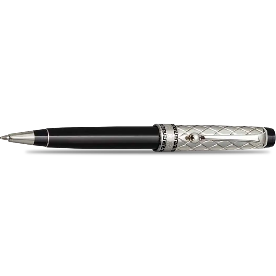 Aurora Optima Riflessi Ballpoint Pen - Black - Sterling Silver-Pen Boutique Ltd