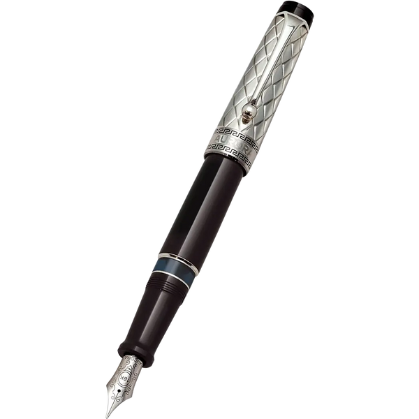 Aurora Optima Riflessi Fountain Pen - Black - Sterling