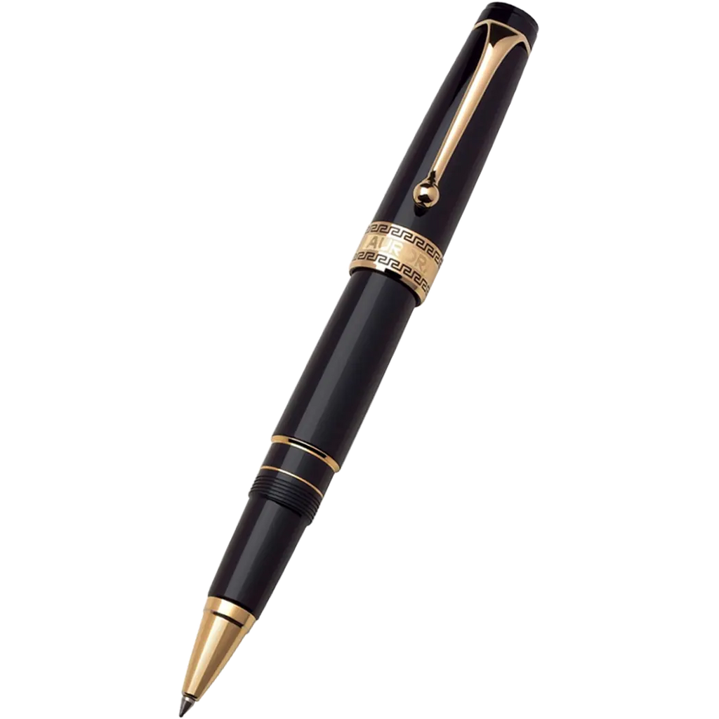 Aurora Optima Rollerball Pen - Black - Gold Plated Trim-Pen Boutique Ltd