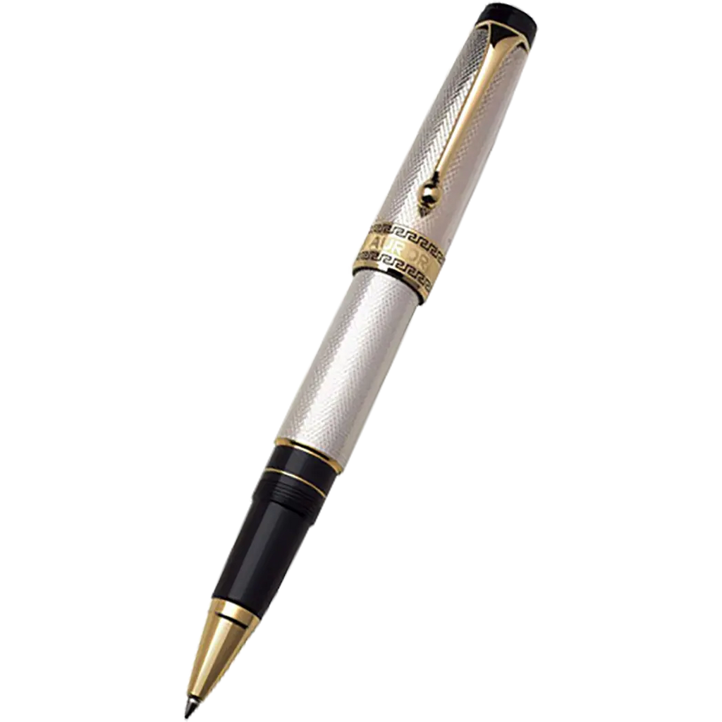 Aurora Optima Rollerball Pen - Solid Silver-Pen Boutique Ltd