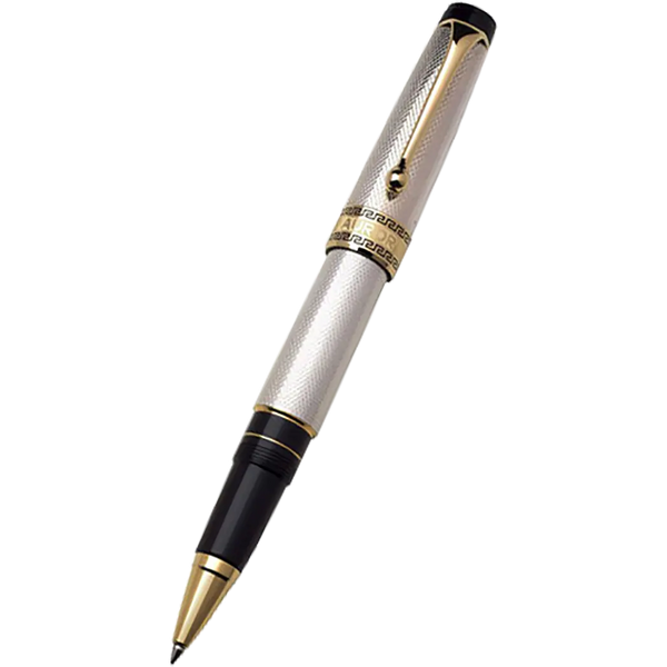 Aurora Optima Rollerball Pen - Solid Silver-Pen Boutique Ltd