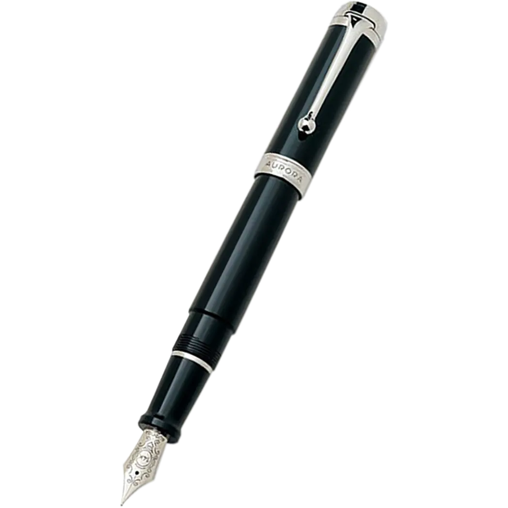 Aurora Talentum Classic Fountain Pen - Black - Chrome Trim-Pen Boutique Ltd