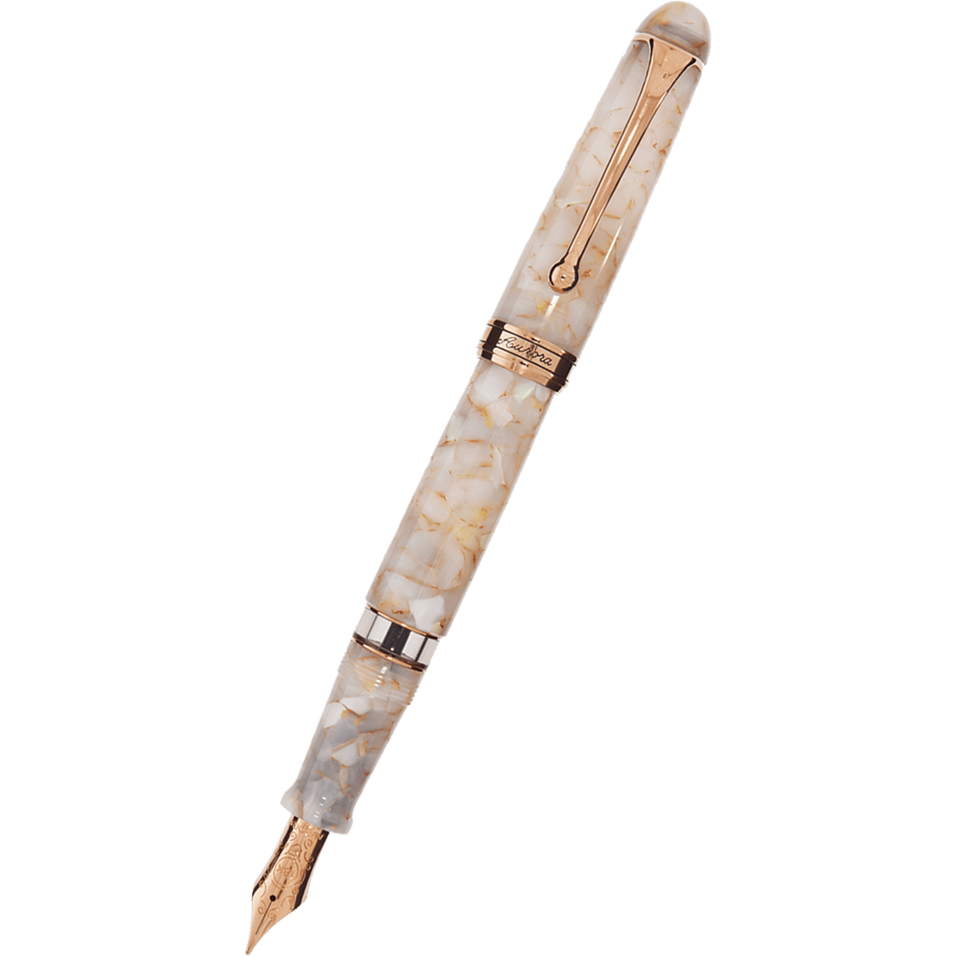 Aurora 888 Volterra Fountain Pen - Alabaster Auroloide - Gold Trim - 18k Nib (Limited Edition)-Pen Boutique Ltd