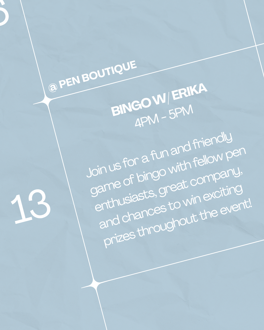BINGO w/Erika!-Pen Boutique Ltd
