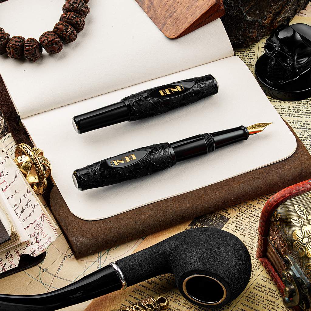 Benu Pixie Fountain Pen - Black Jolly Roger-Pen Boutique Ltd