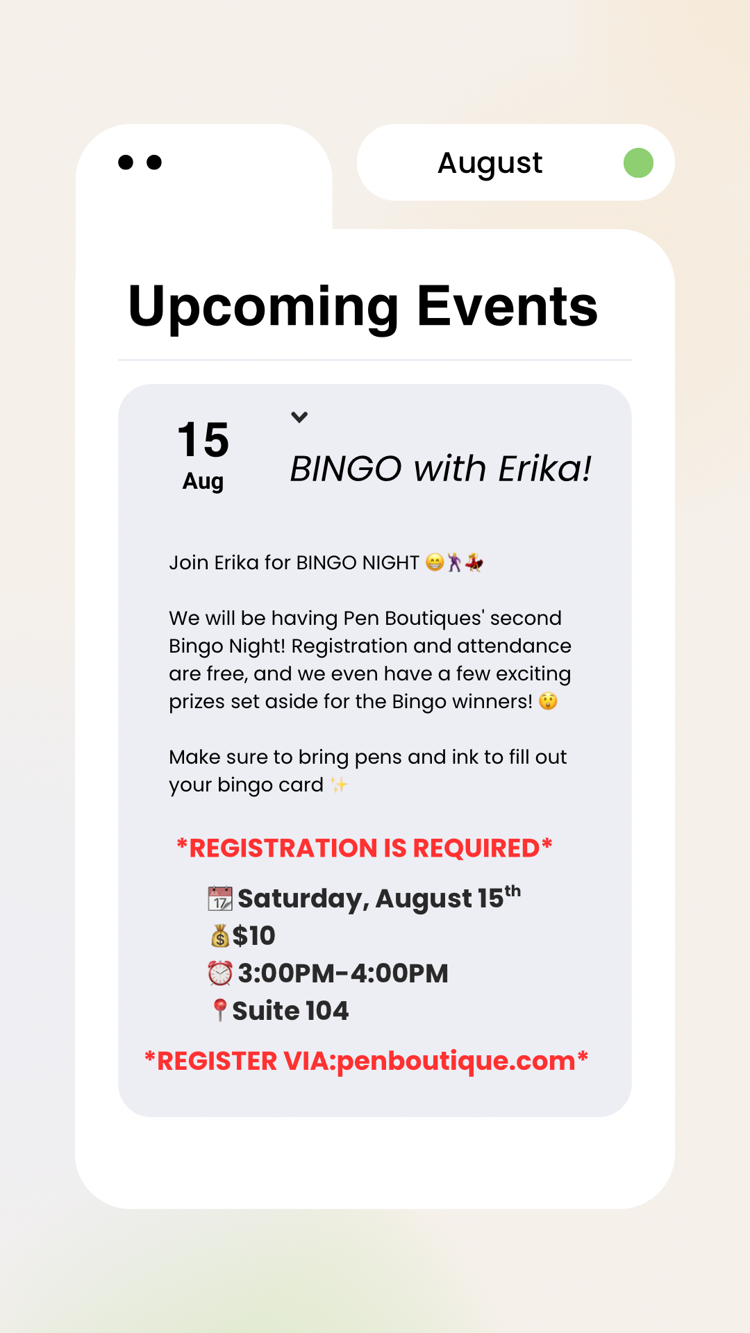 BINGO with Erika!