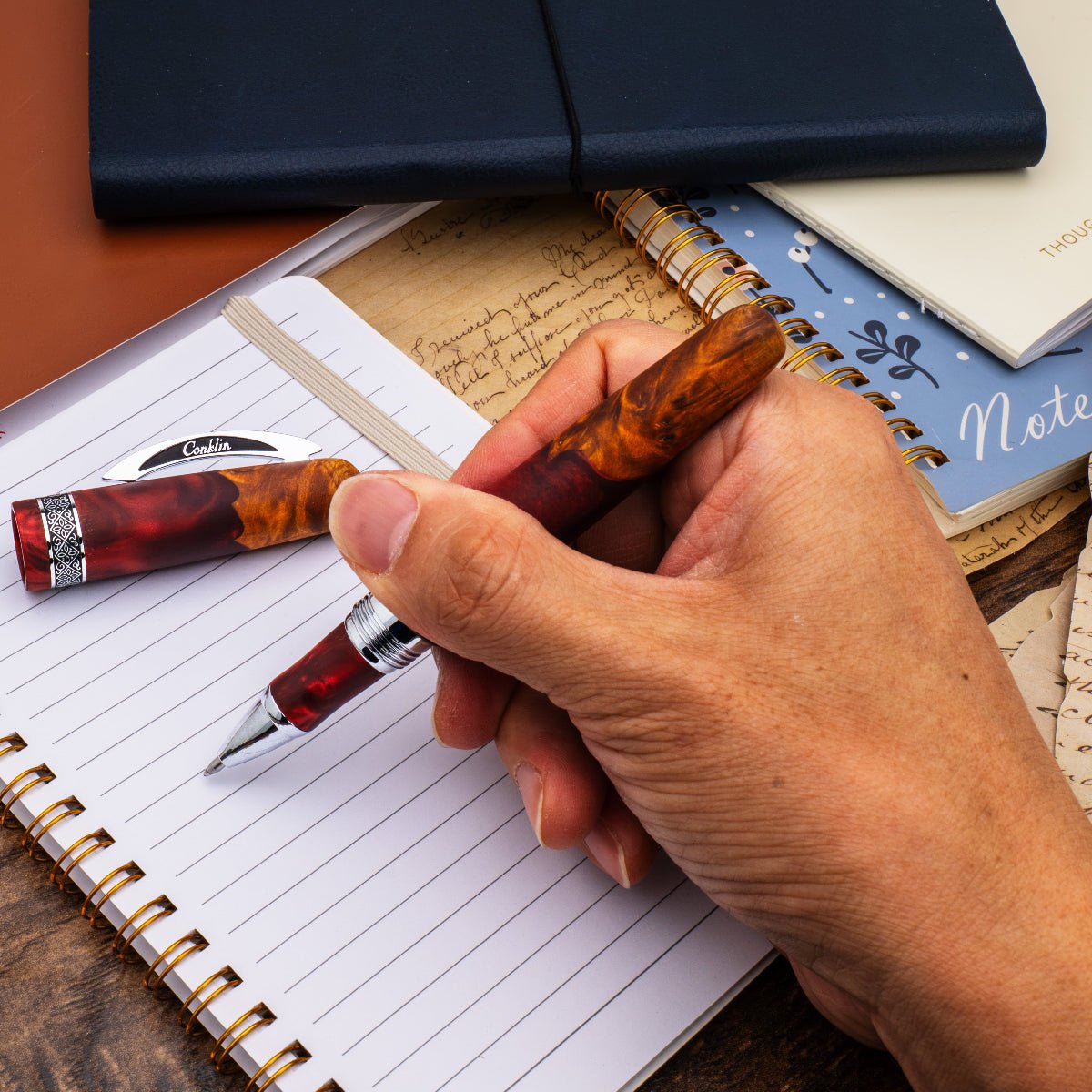 Conklin 1898 Collection Rollerball Pen - Spectra Burgundy Fusion - Chrome Trim (Limited Edition) - Pen Boutique Ltd
